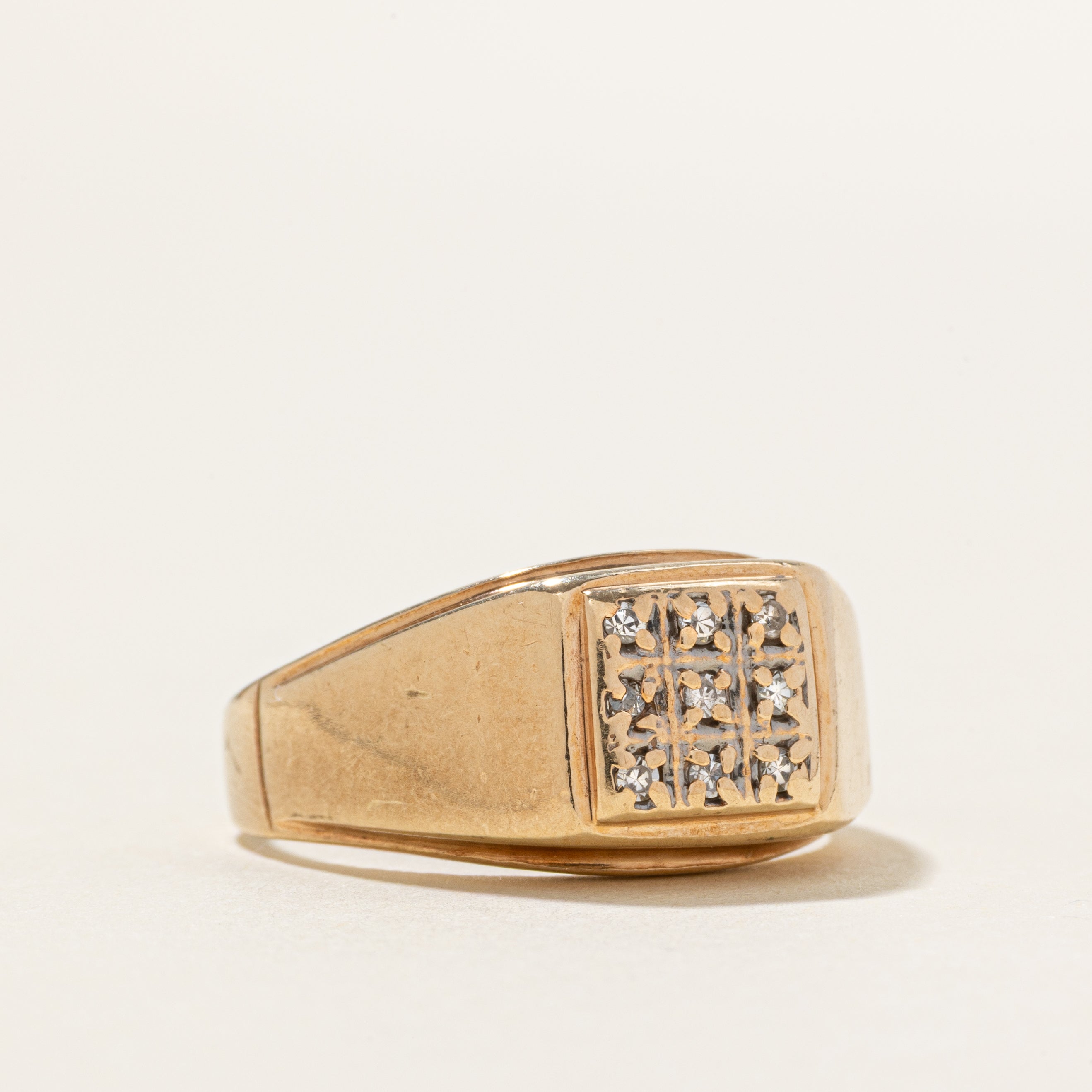 Diamond Grid Signet Ring | SZ 7