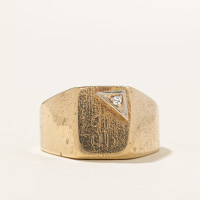 Diamond 'R' Chunky Signet Ring | SZ 9