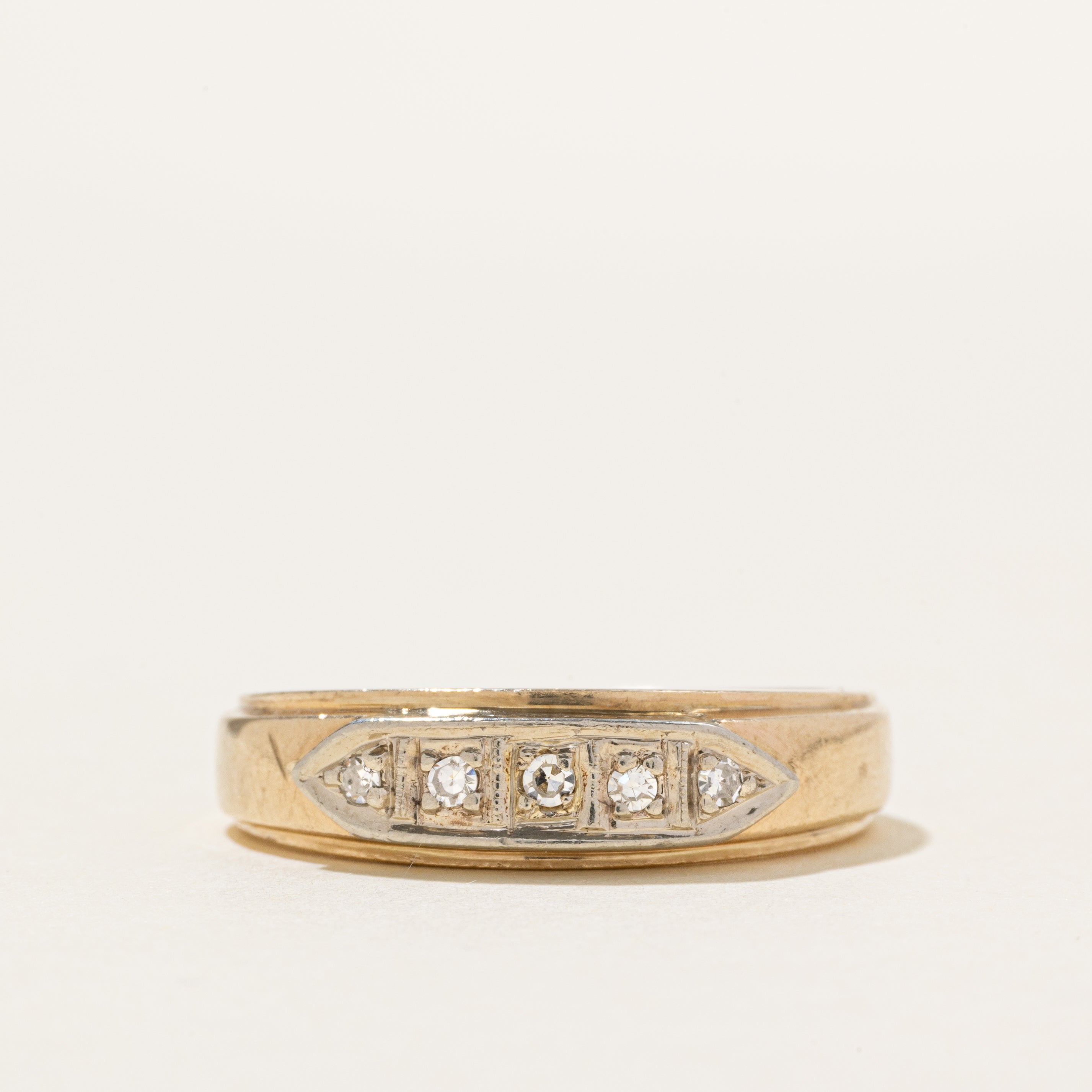 Two Tone Diamond Grooved Ring | SZ 10