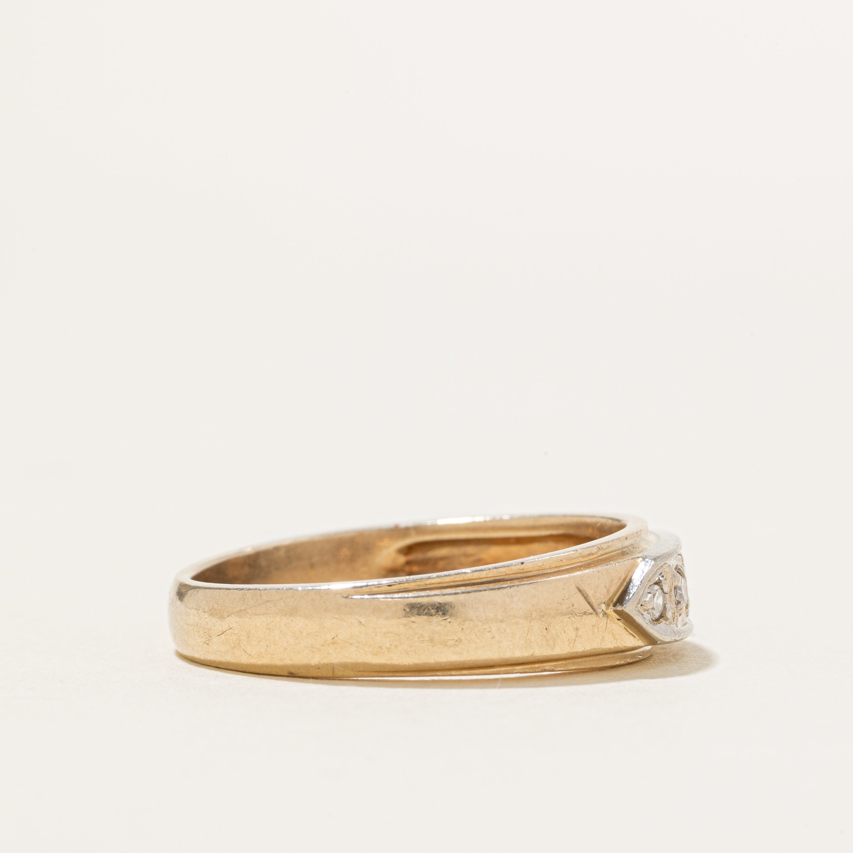 Two Tone Diamond Grooved Ring | SZ 10