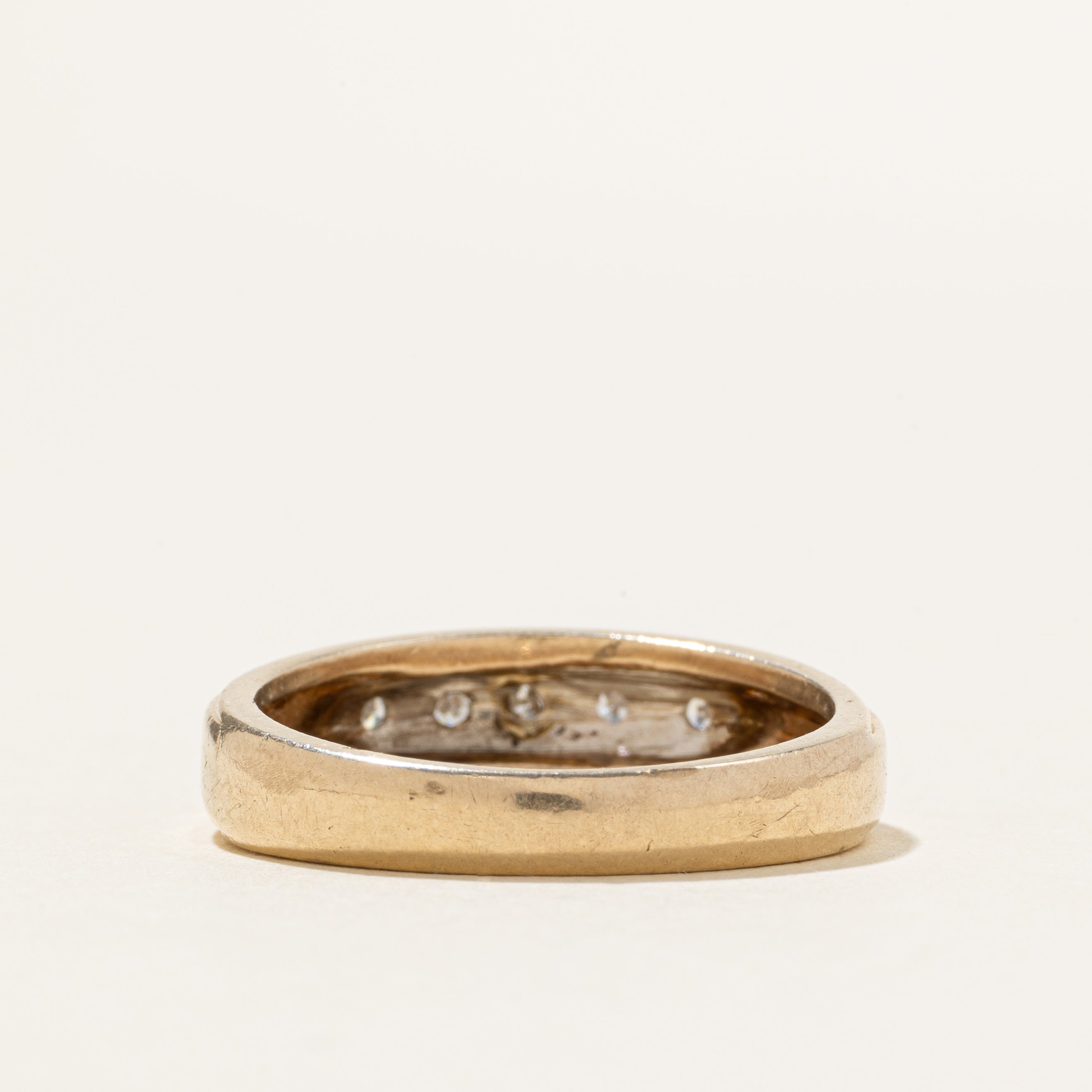 Two Tone Diamond Grooved Ring | SZ 10