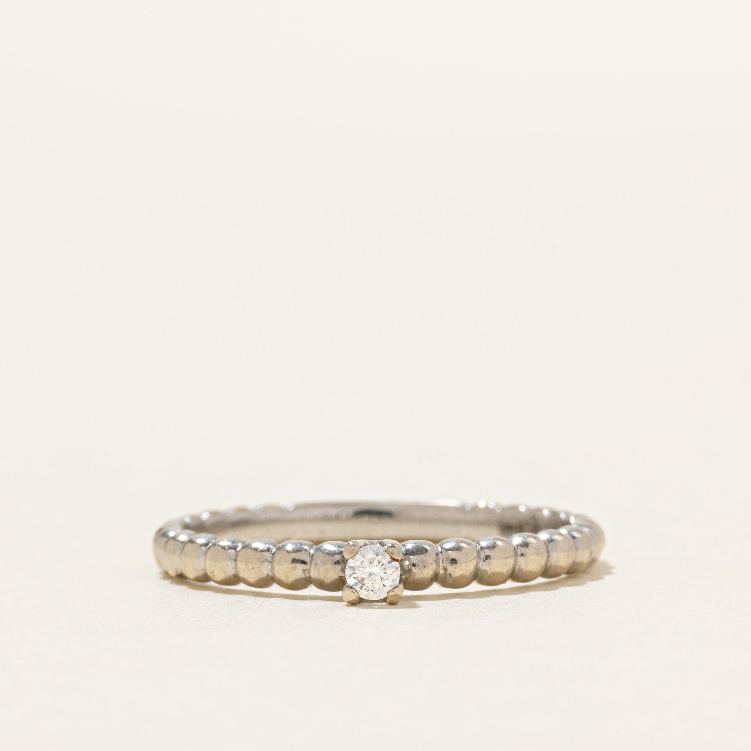 Ukrainian 14k Solitaire Diamond Scalloped Band | SZ 7.5
