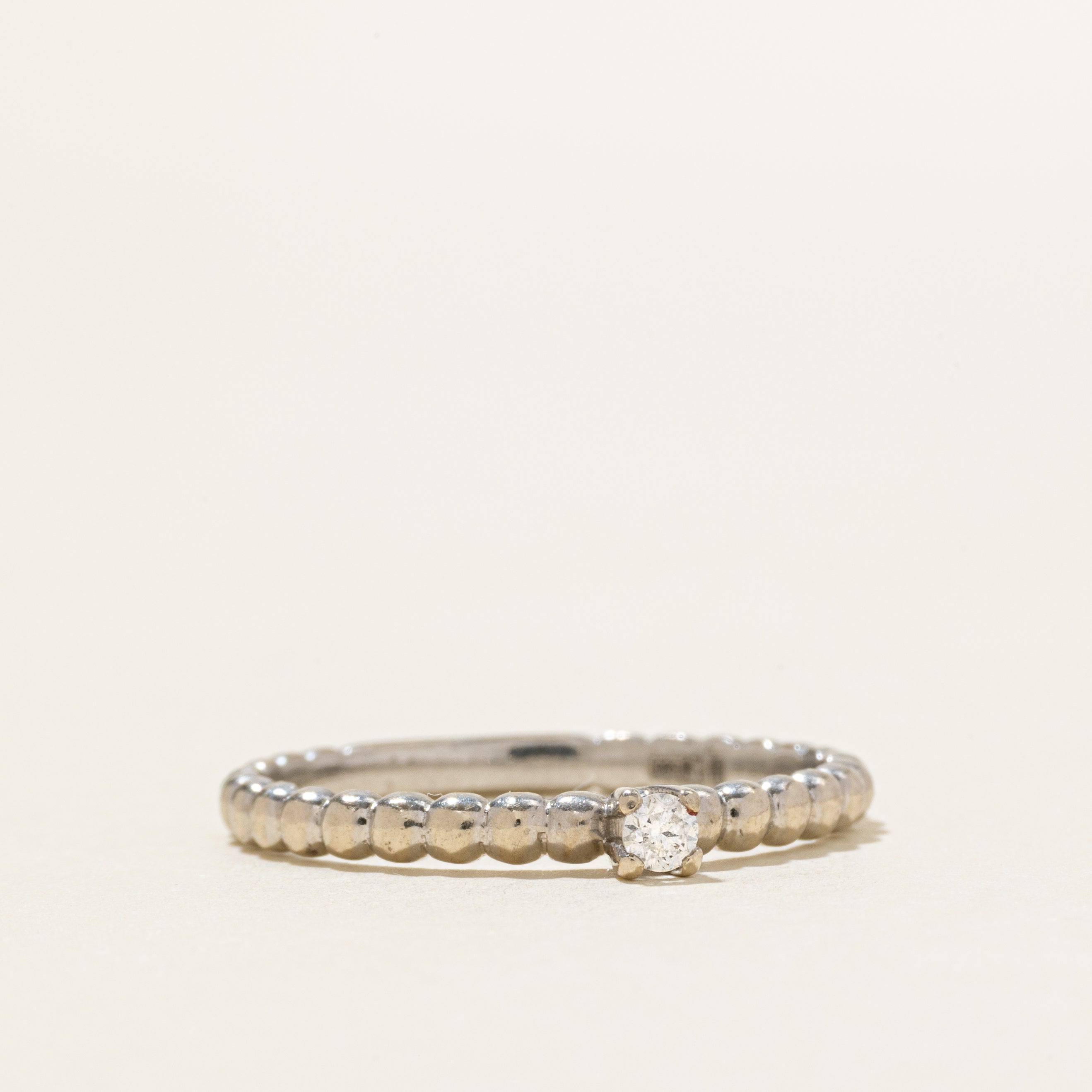 Ukrainian 14k Solitaire Diamond Scalloped Band | SZ 7.5