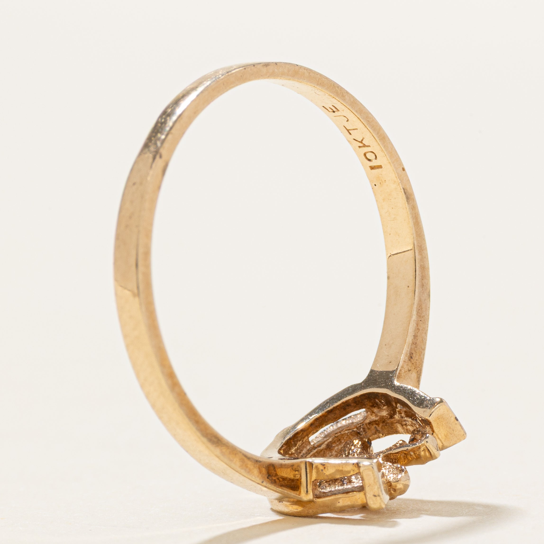 Bague en diamant avec trèfle porte-bonheur et fer à cheval | Taille 7,25