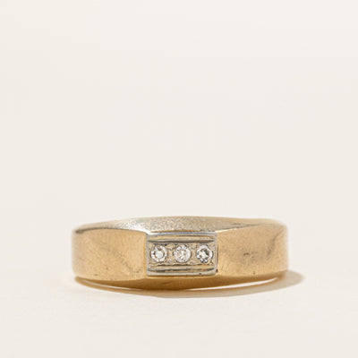 Three Stone Diamond Signet Ring | SZ 8