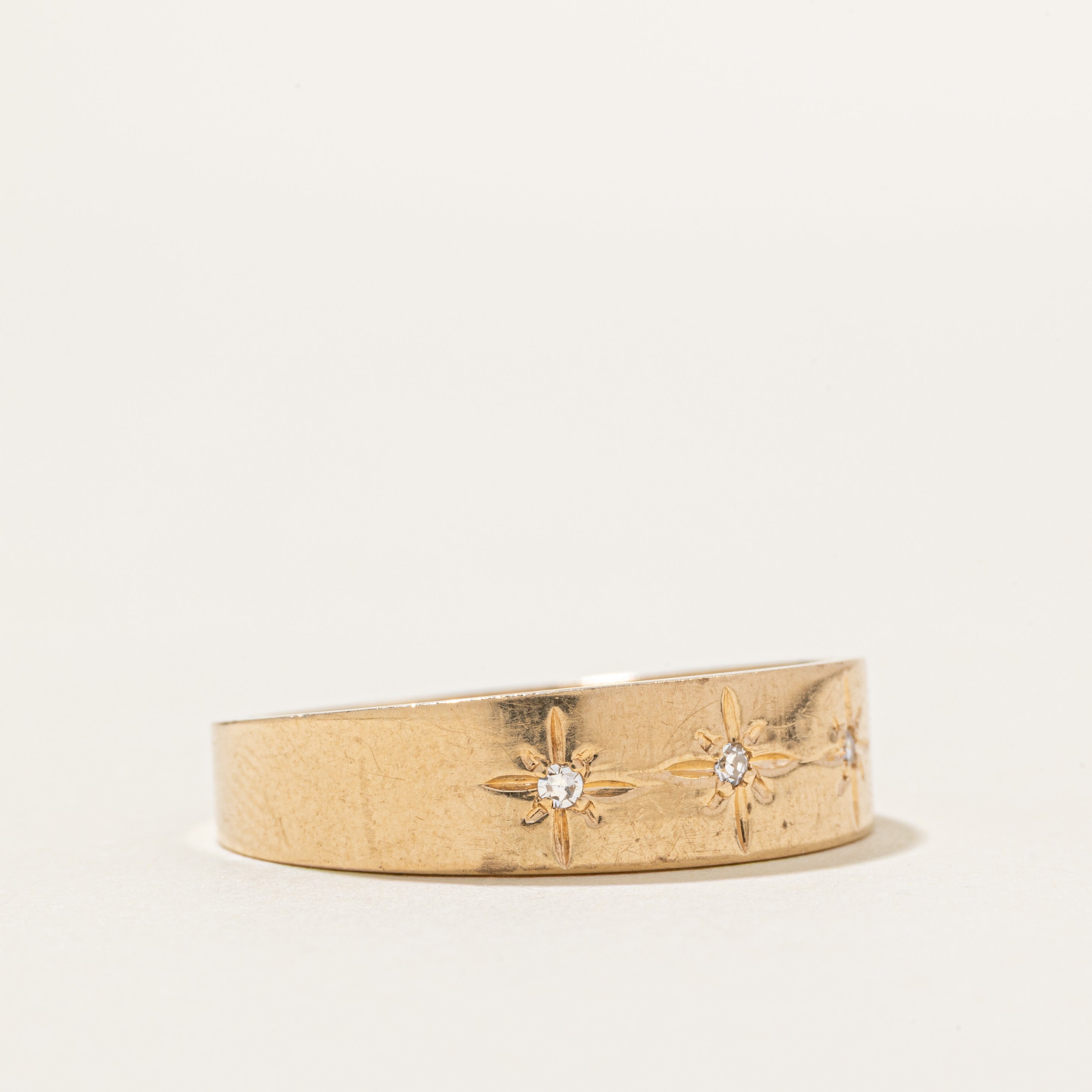 Three Stone Star Set Diamond Ring | SZ 10.5