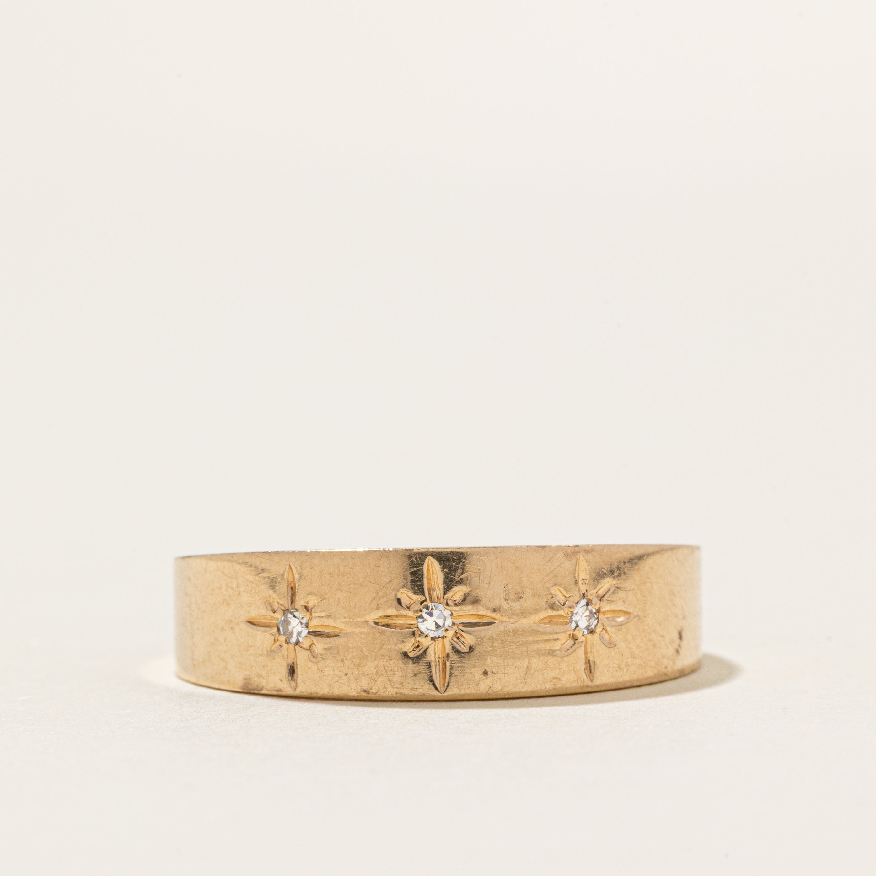 Three Stone Star Set Diamond Ring | SZ 10.5