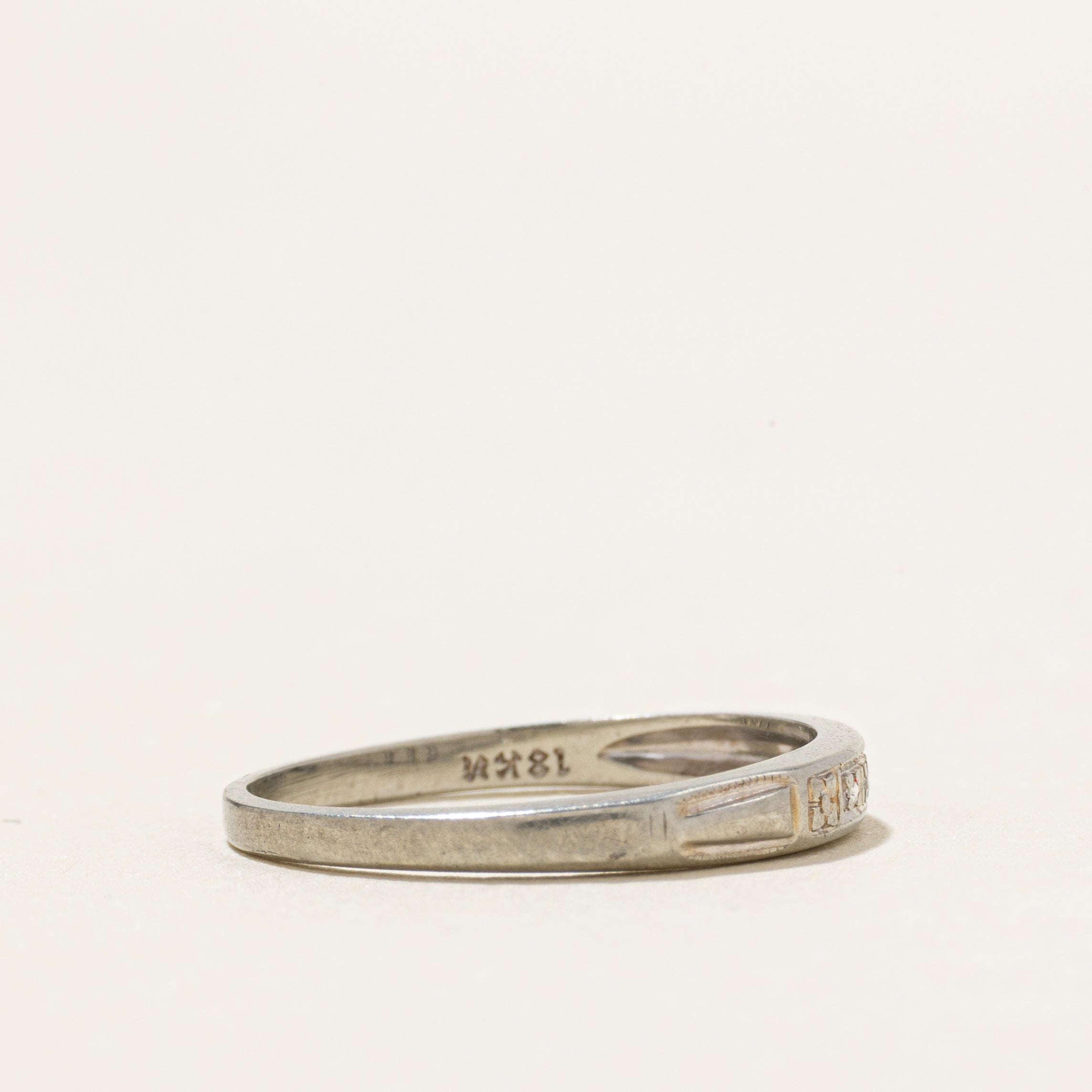 Three Stone Diamond Engraved Band | SZ 4.25
