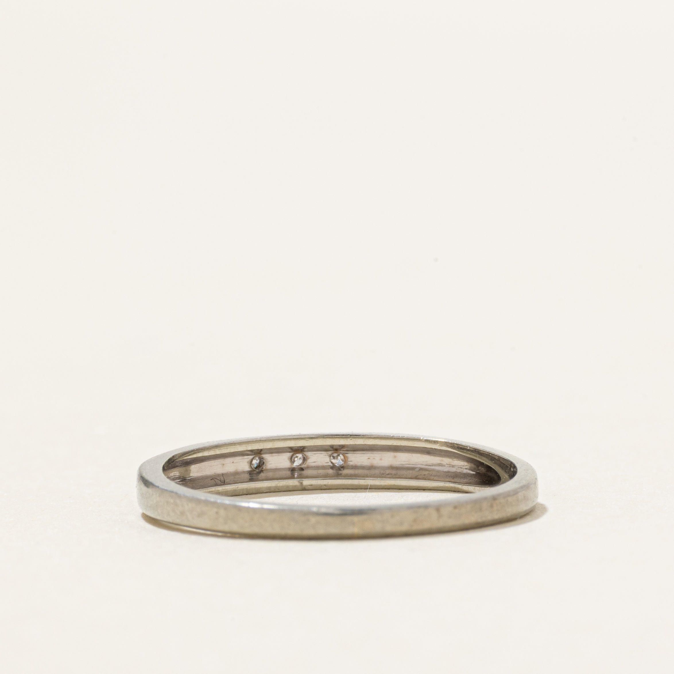 Three Stone Diamond Engraved Band | SZ 4.25