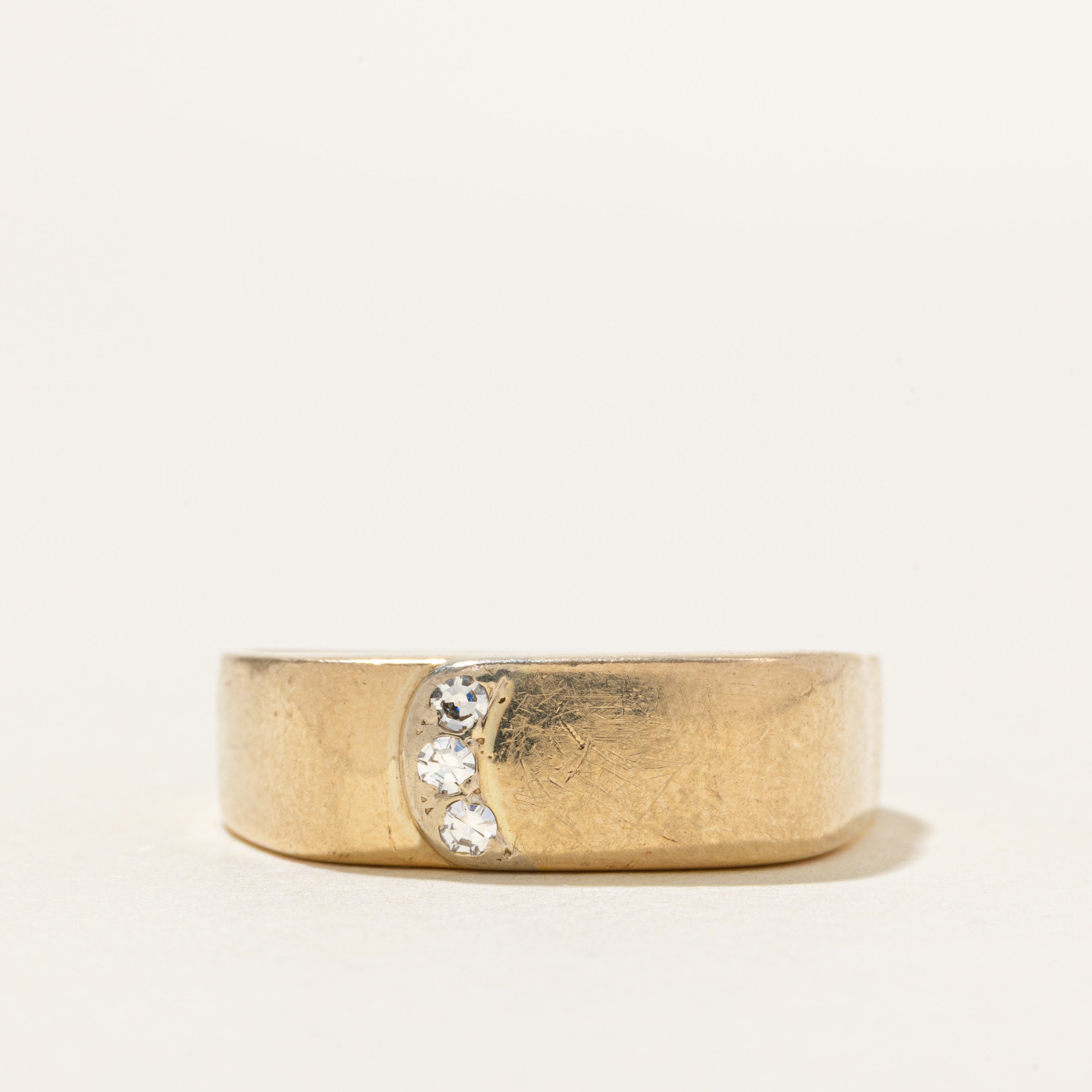 Three Stone Diamond Soft Square Band | SZ 11.5