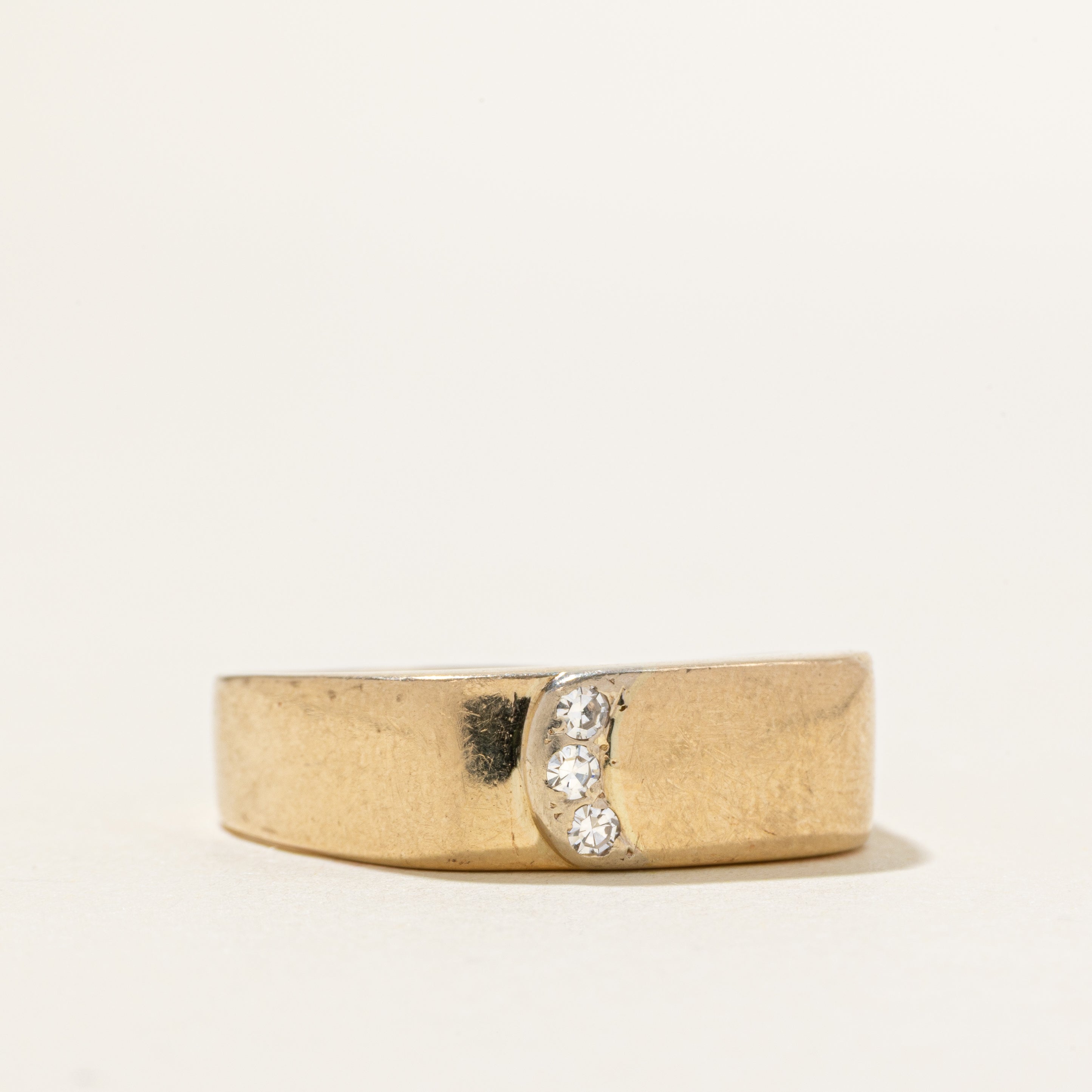 Three Stone Diamond Soft Square Band | SZ 11.5