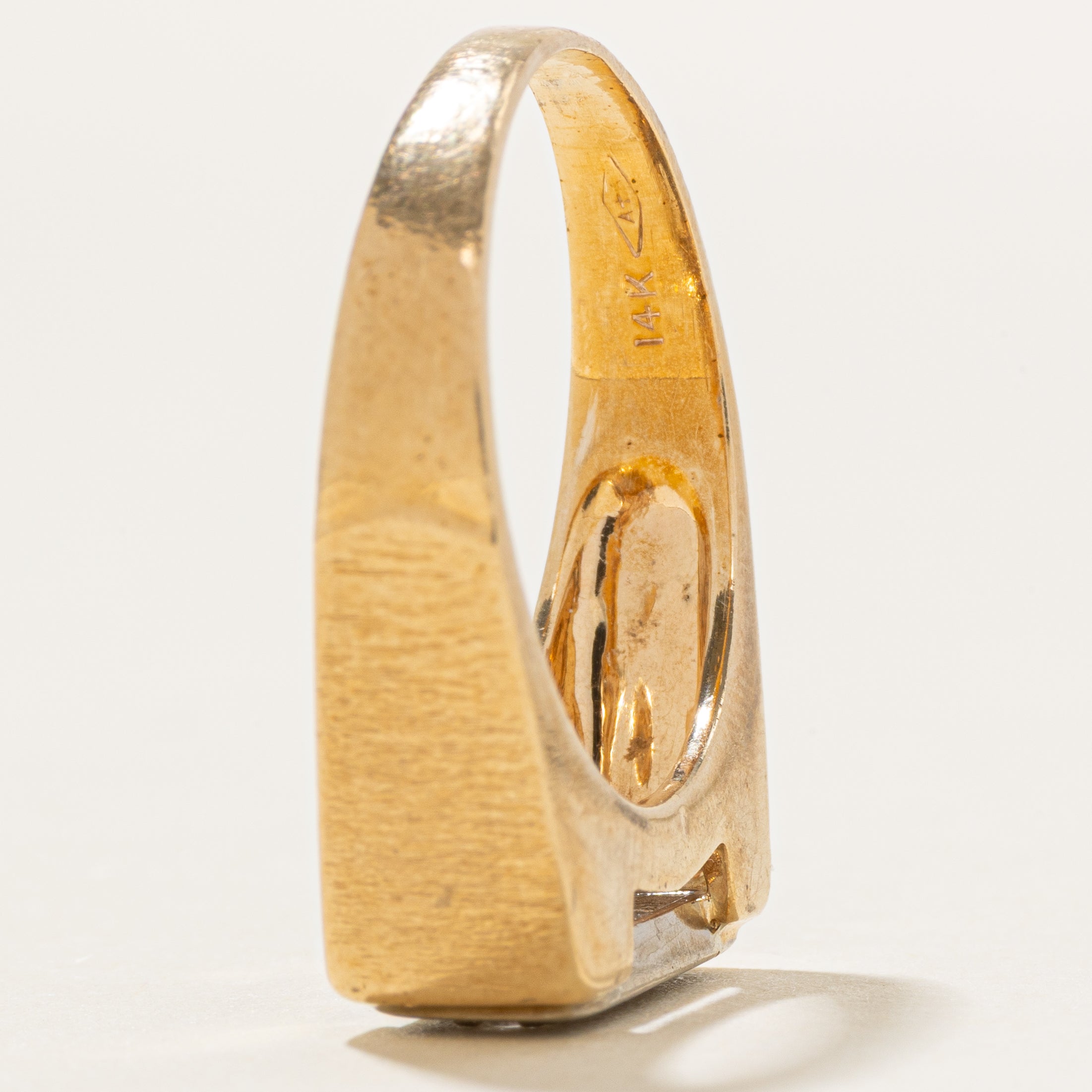 14k Four Stone Diamond Milgrain Signet Ring | SZ 8.5
