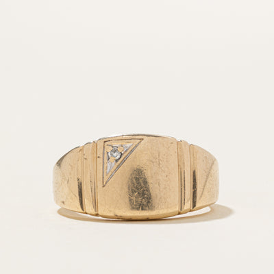 10k Diamond Fluted Signet Ring | SZ 8.25