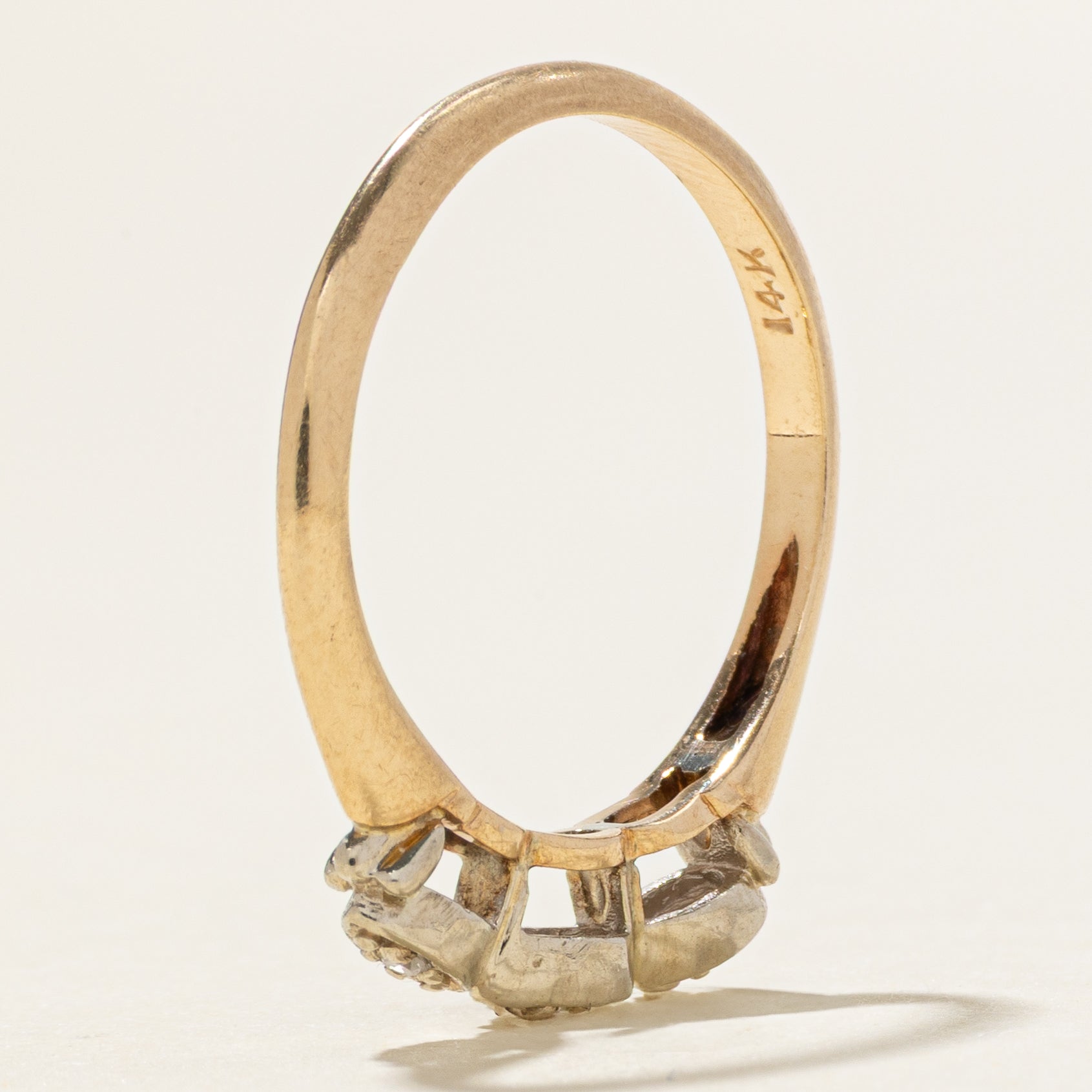 Two Tone Diamond Marquise Basket Ring | SZ 5.5
