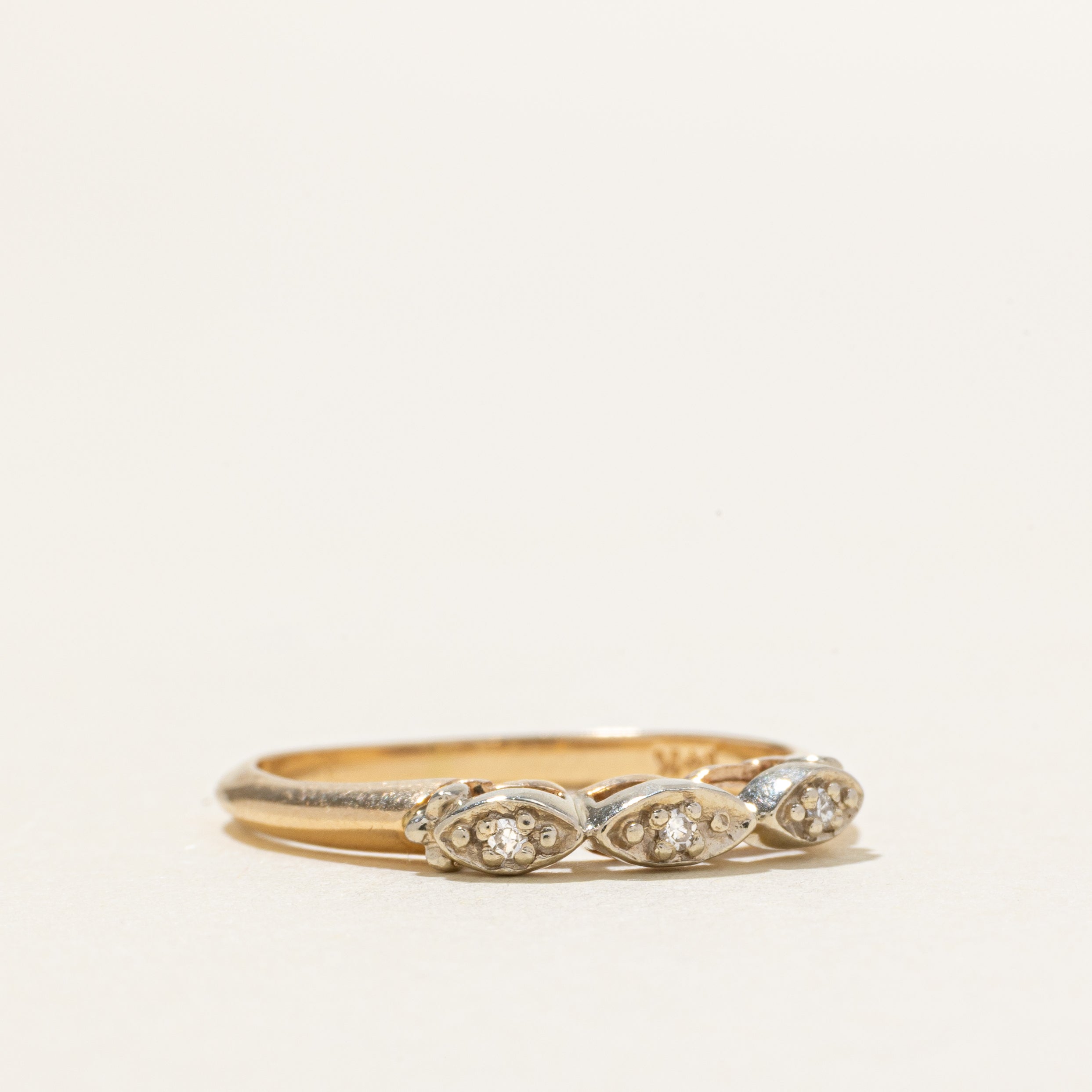 Two Tone Diamond Marquise Basket Ring | SZ 5.5
