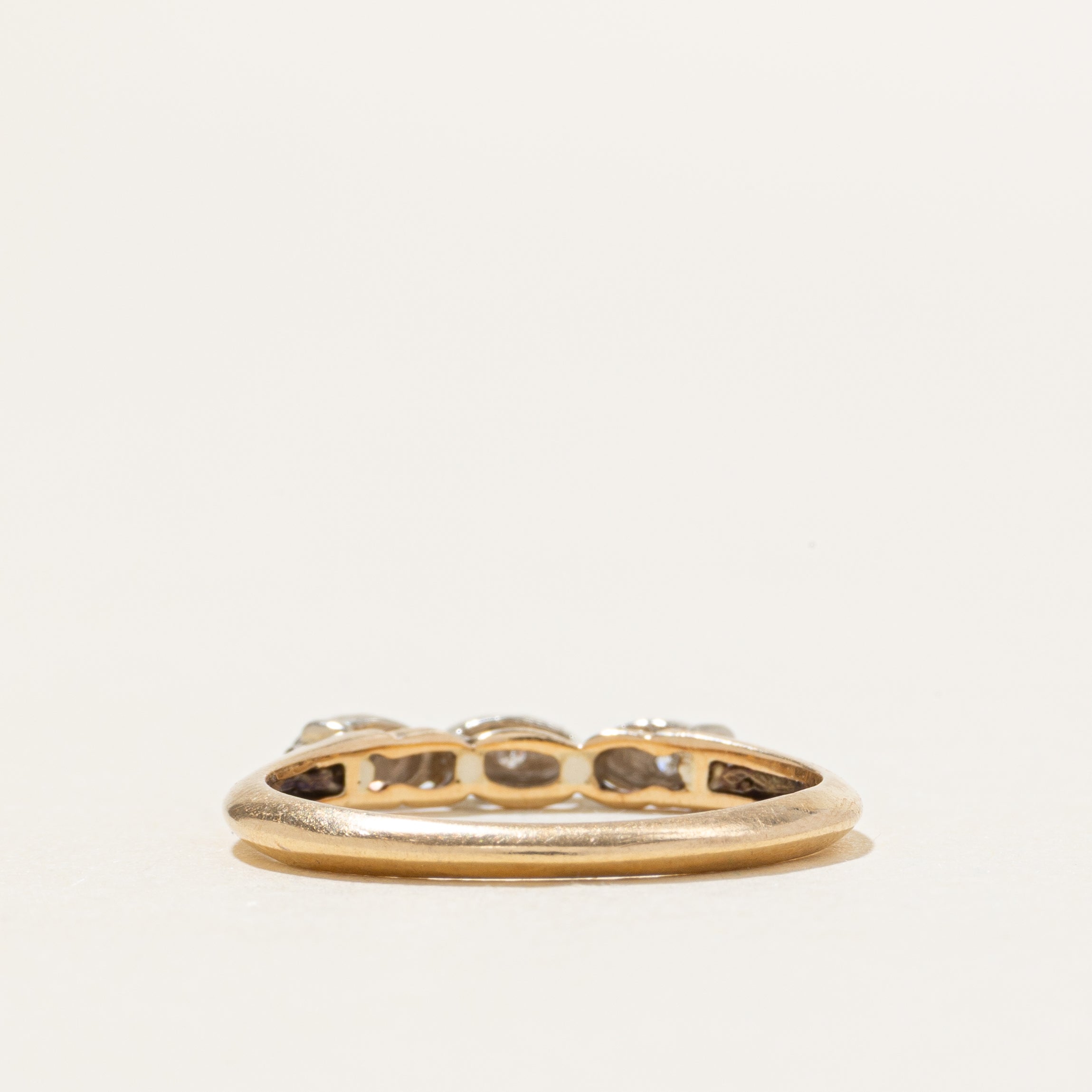 Two Tone Diamond Marquise Basket Ring | SZ 5.5