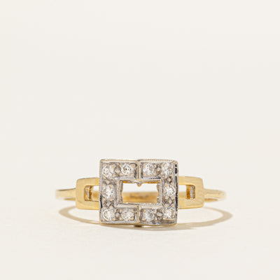 Pave Set Diamond Two Tone Buckle Ring | SZ 8.5