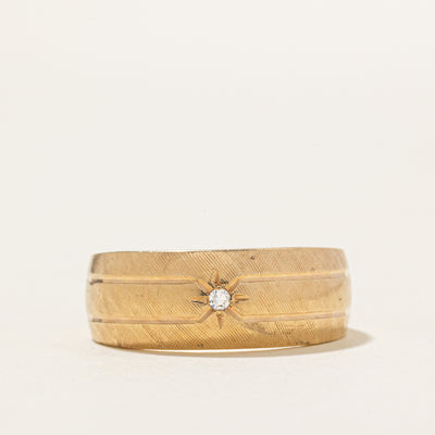 Star Set Diamond Cross-Hatch Textured Dome Ring | SZ 8.5
