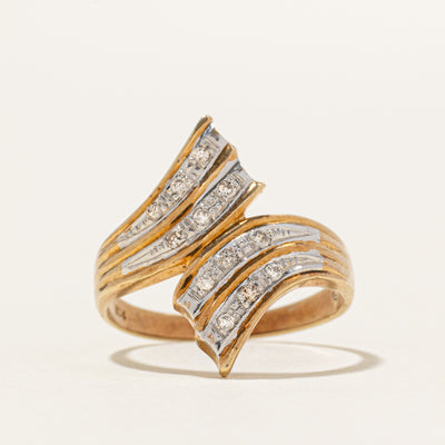 Two Tone Diamond Grooved Bypass Ring | SZ 6.5