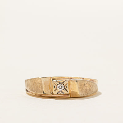 10k Diamond Textured Geometric Ring | SZ 7.5