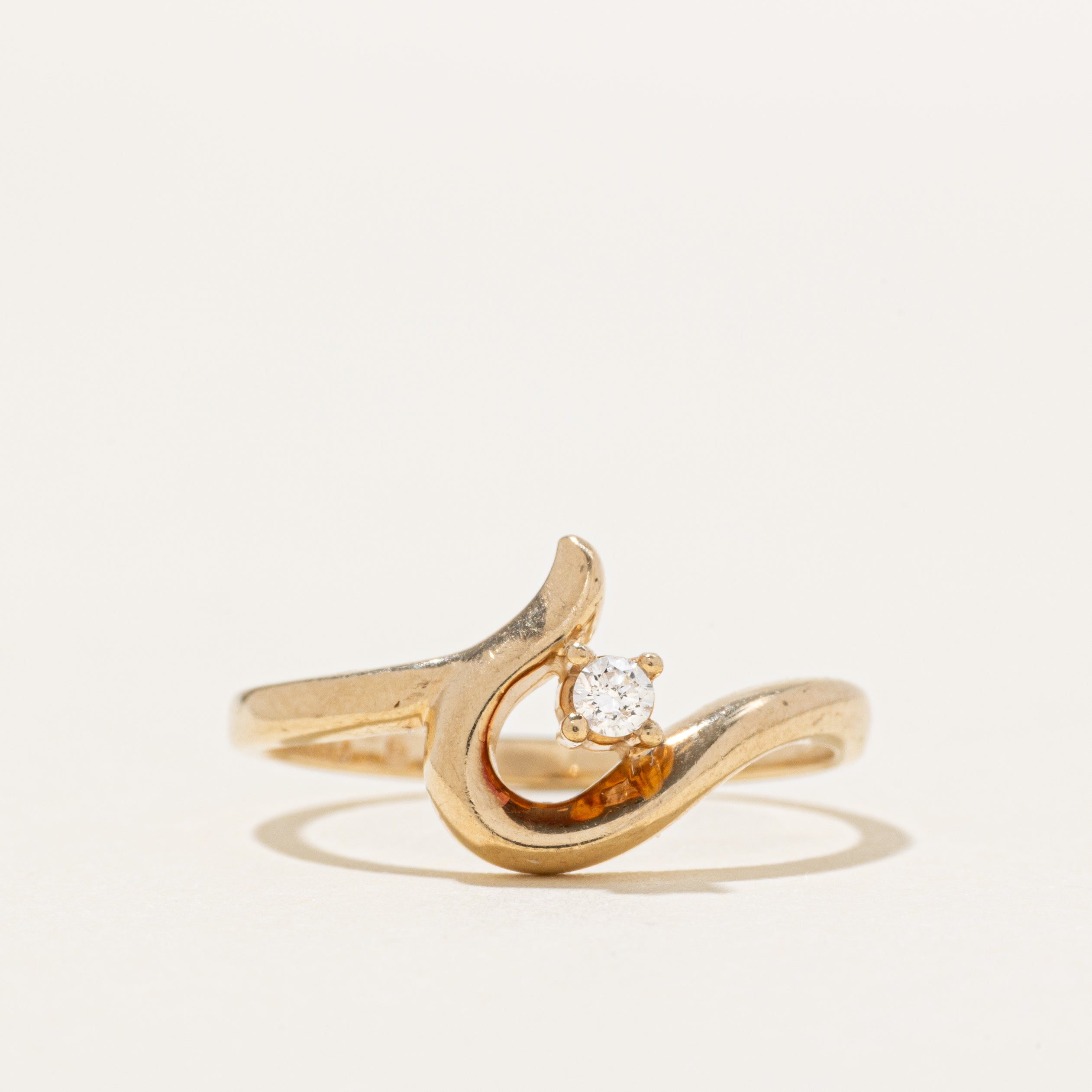 Single Stone Diamond Wave Ring | SZ 6.25