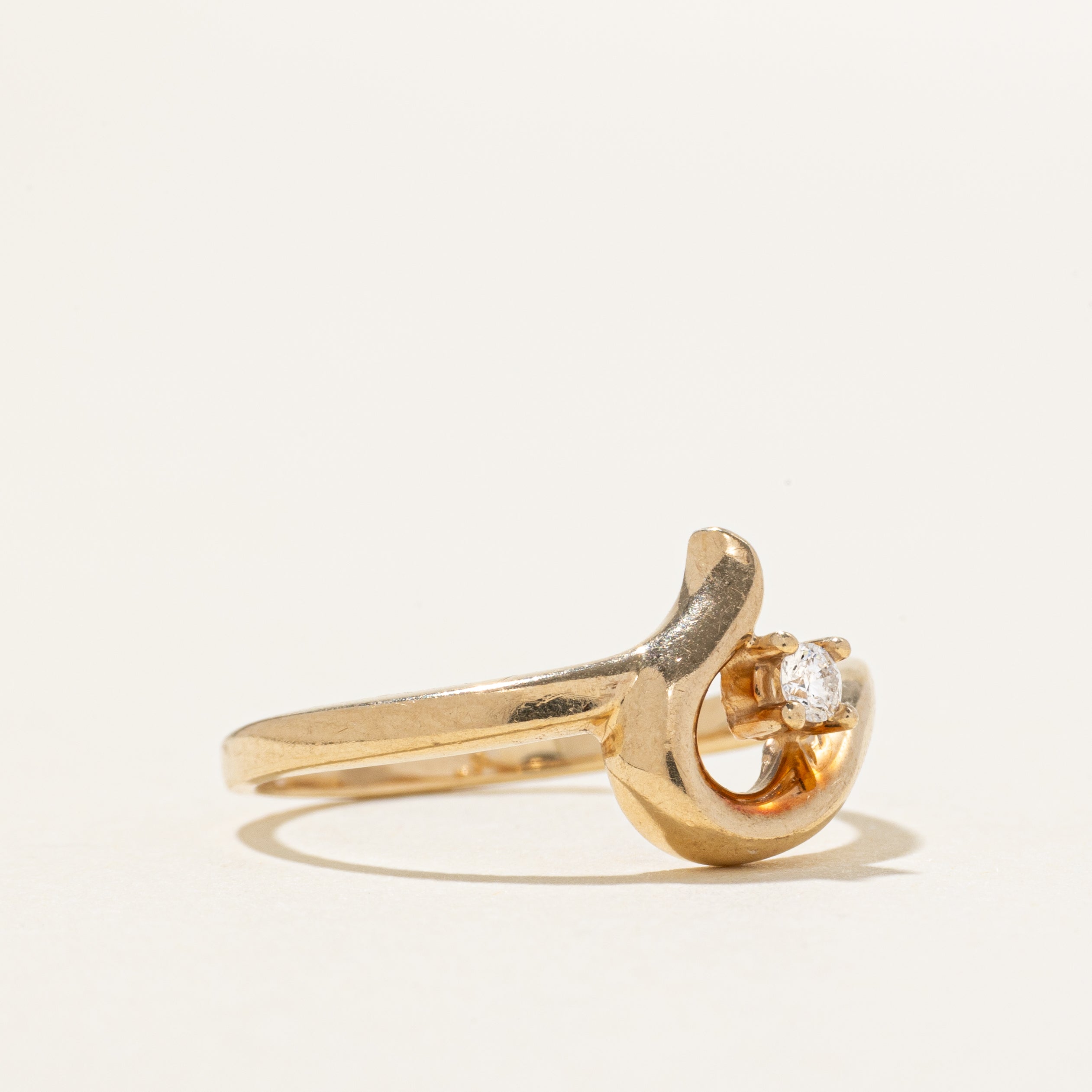 Single Stone Diamond Wave Ring | SZ 6.25