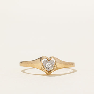 Diamond Two Tone Heart Solitaire Ring | SZ 8.5