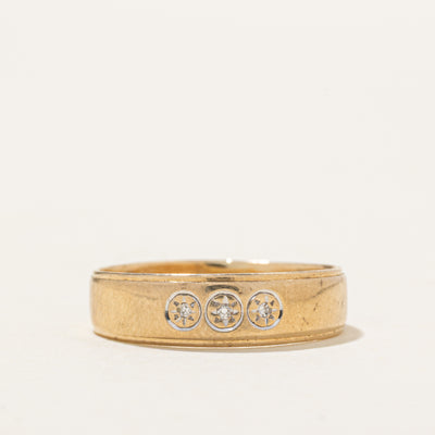Three Stone Star Set Diamond Grooved Ring | SZ 6.25