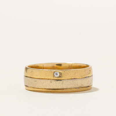 Two Tone Diamond Grooved Band | 6.5mm | SZ 8