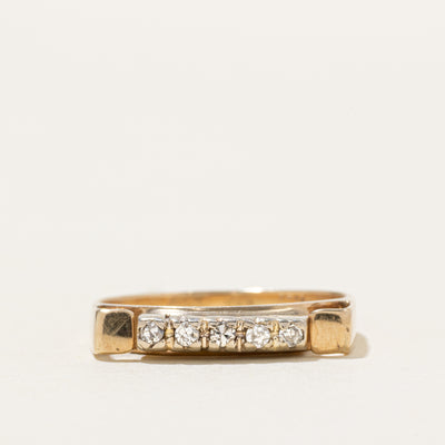 10K Five Stone Diamond Squared Ring | SZ 6.25