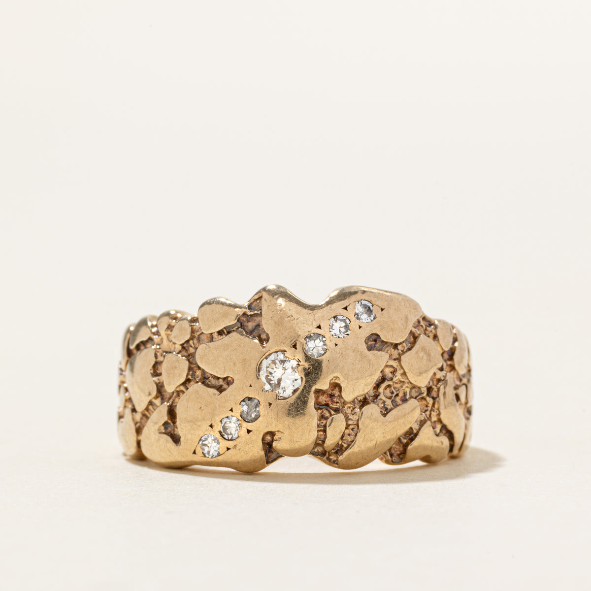 Diagonal Diamond Raw Textured Ring | SZ 7