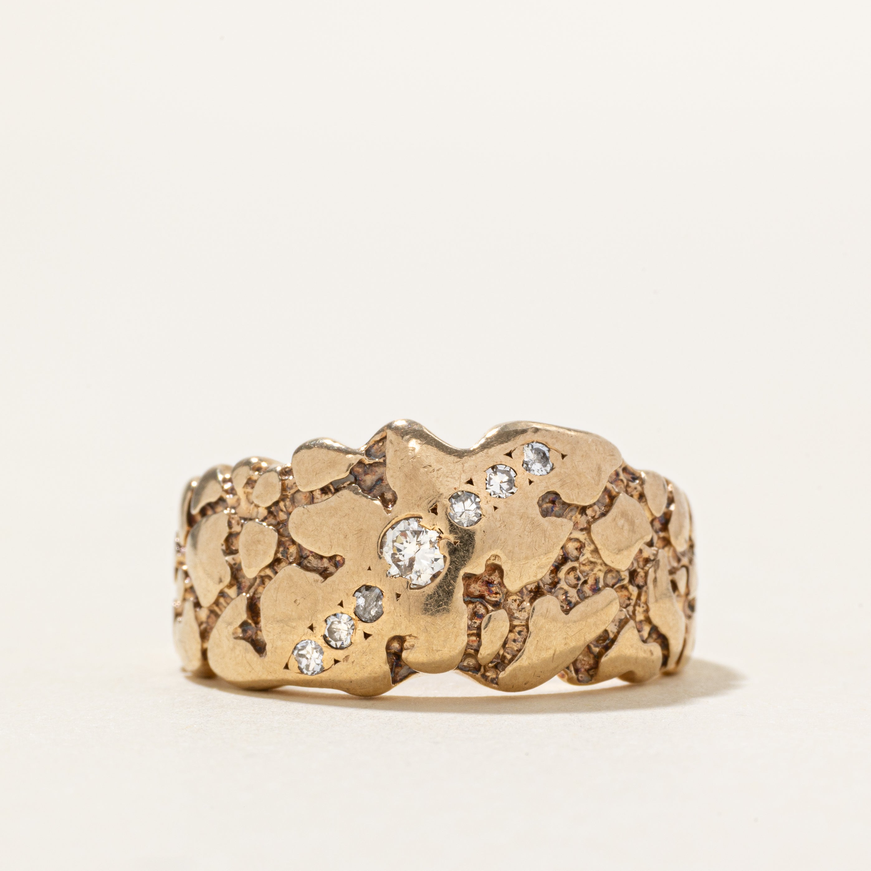 Diagonal Diamond Raw Textured Ring | SZ 7