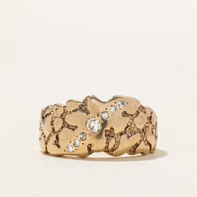 Diagonal Diamond Raw Textured Ring | SZ 7