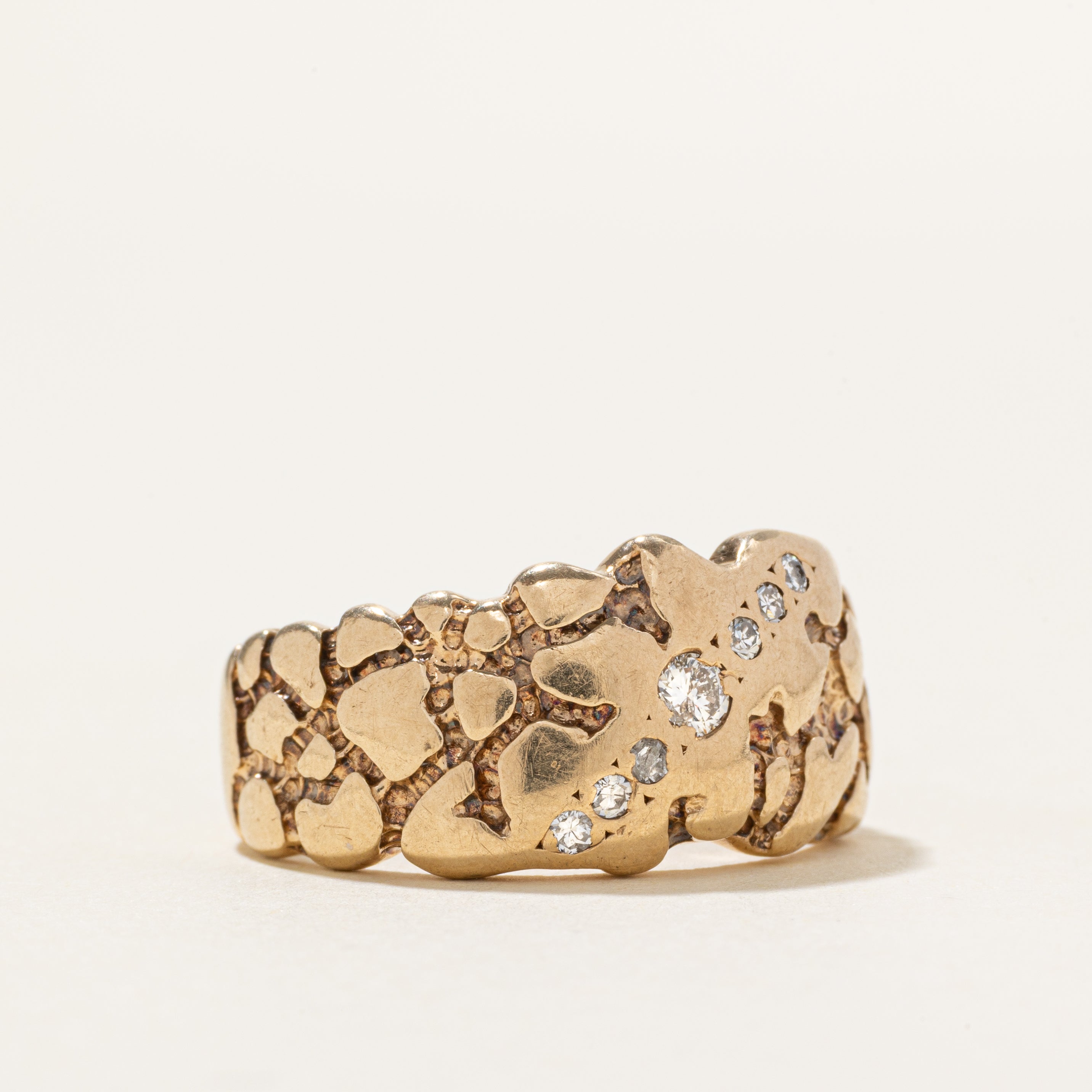 Diagonal Diamond Raw Textured Ring | SZ 7