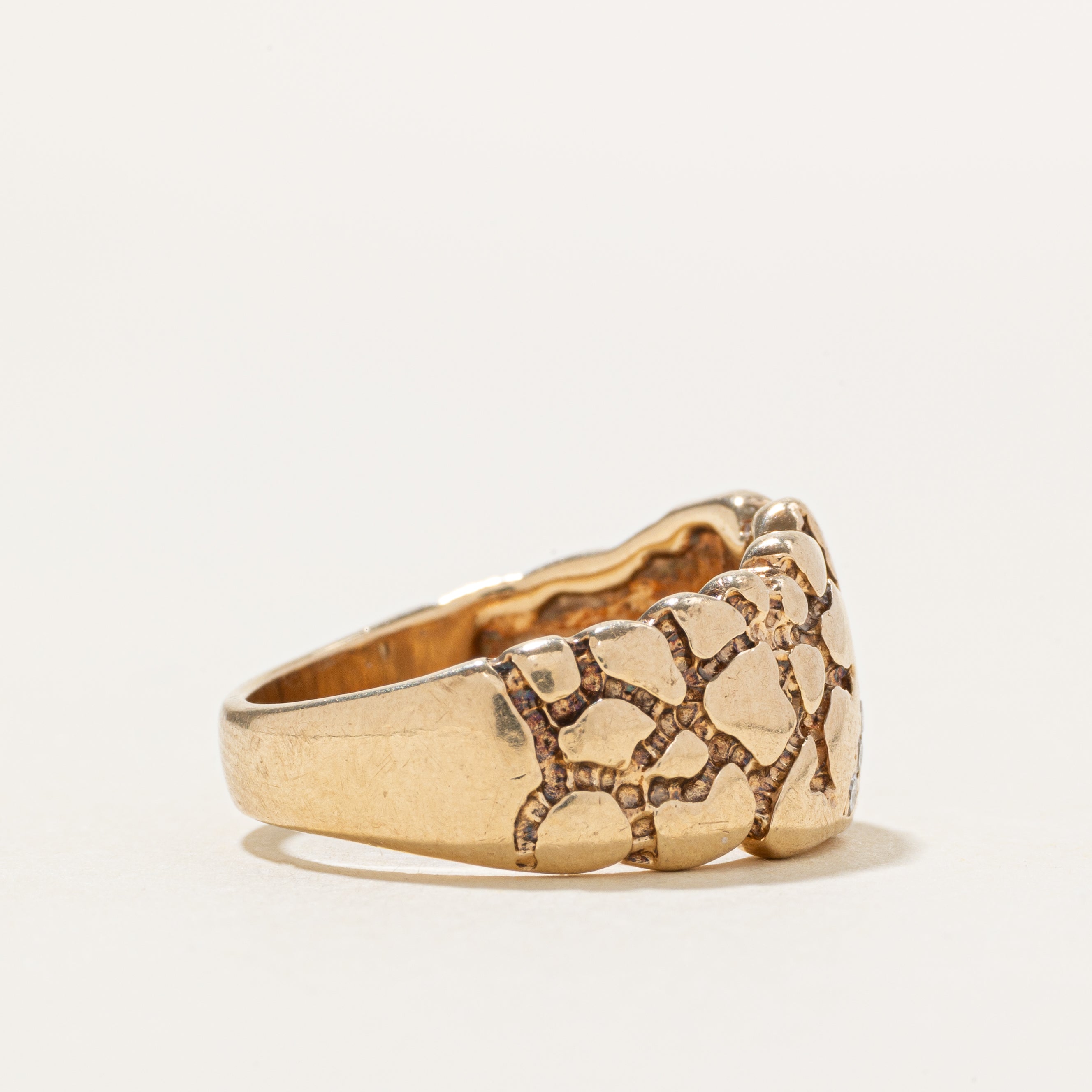 Diagonal Diamond Raw Textured Ring | SZ 7