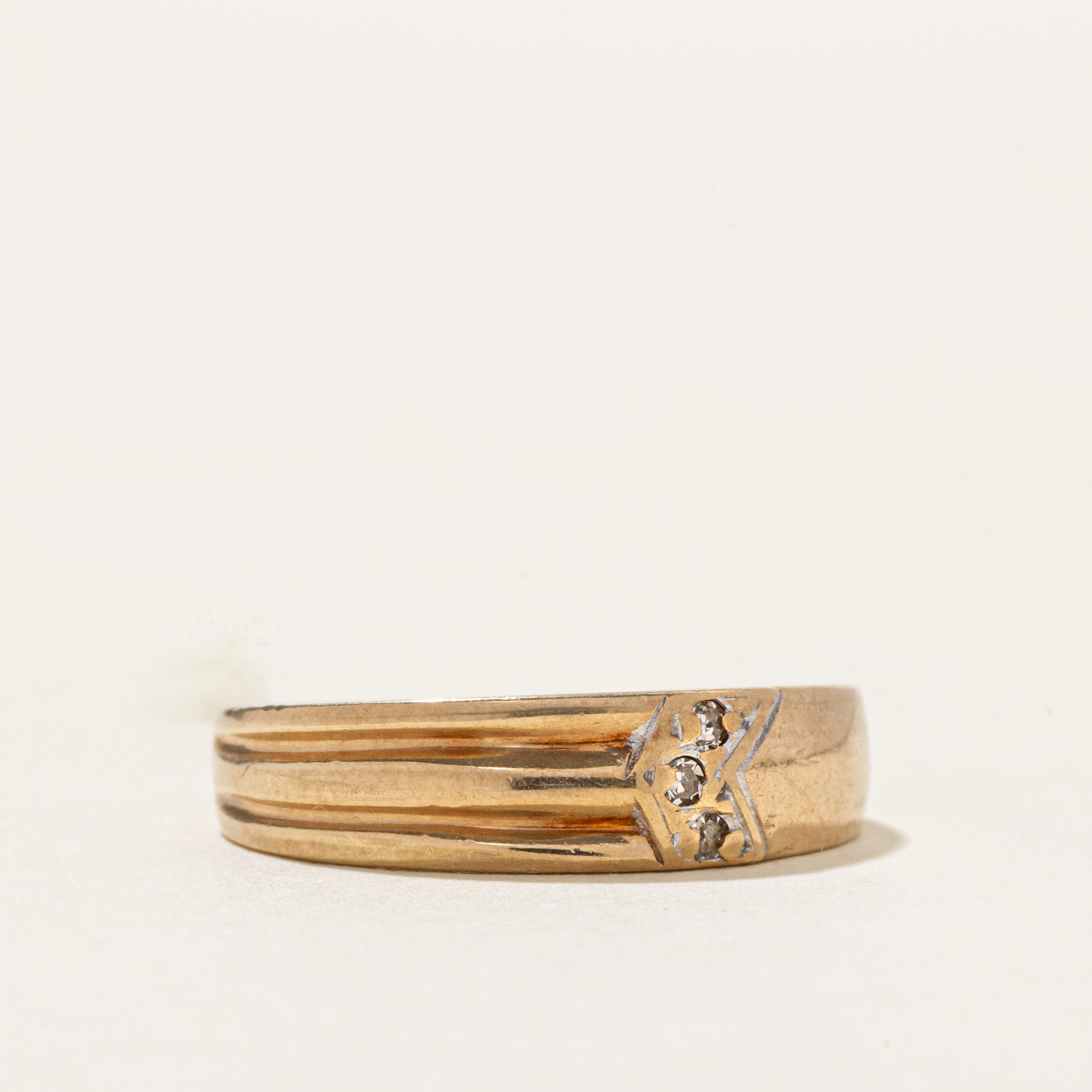 Diamond Accent Half Grooved Ring | SZ 4.25