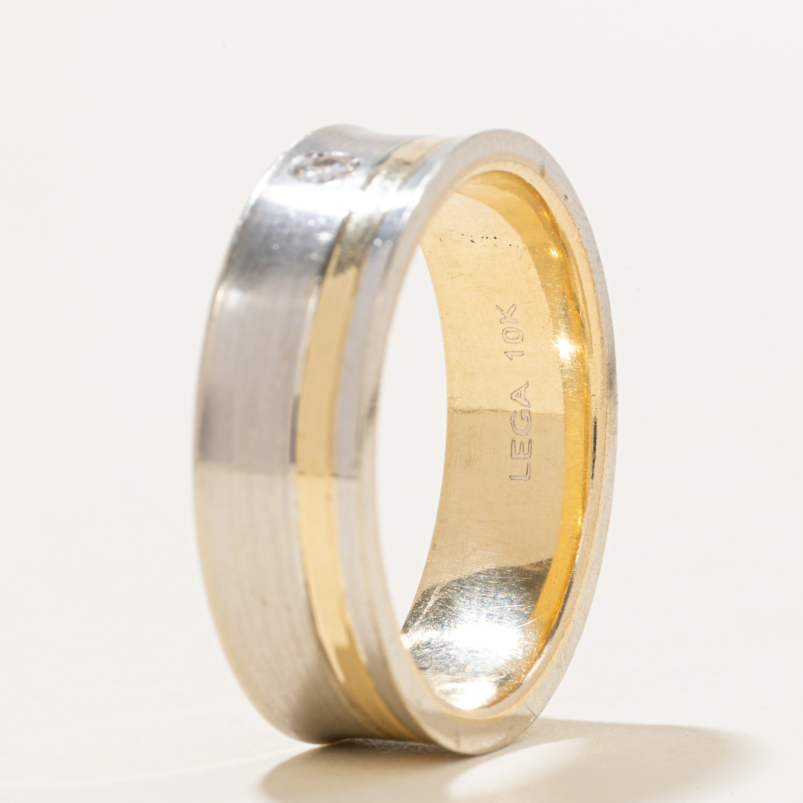 Two Tone Diamond Concave Ring | 7mm | SZ 10