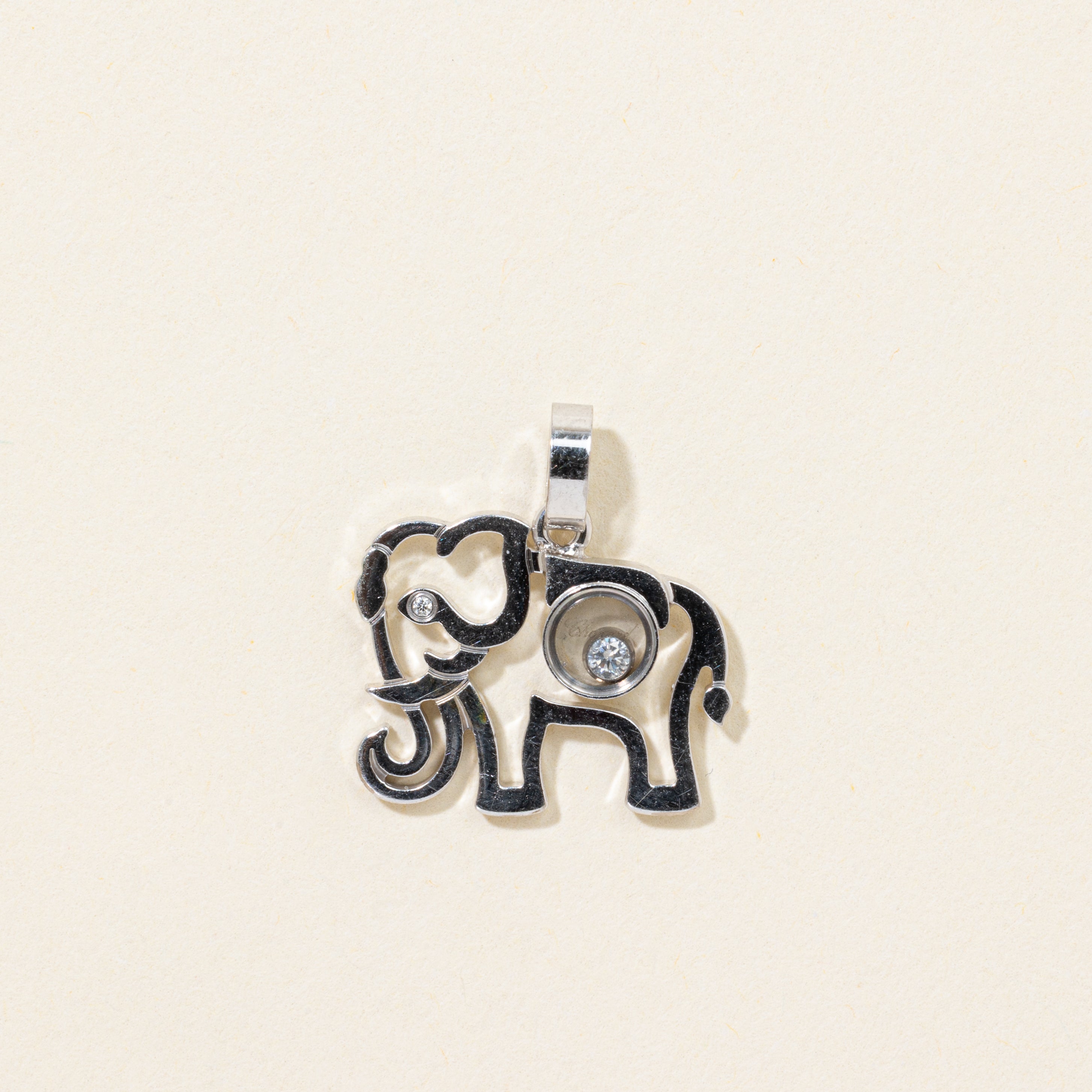 Pendentif éléphant en or 18 carats et diamants