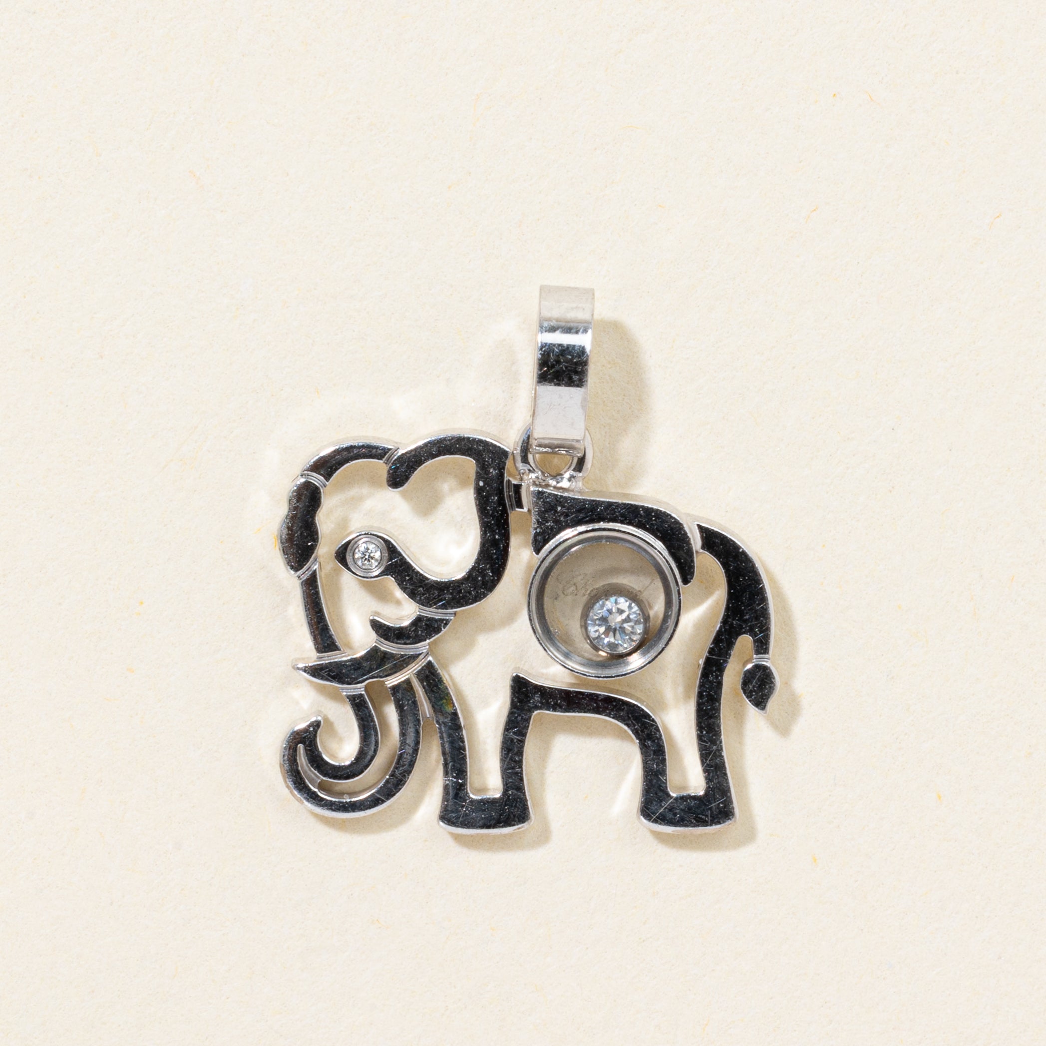 Pendentif éléphant en or 18 carats et diamants