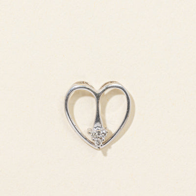 14k Diamond Open Heart Pendant