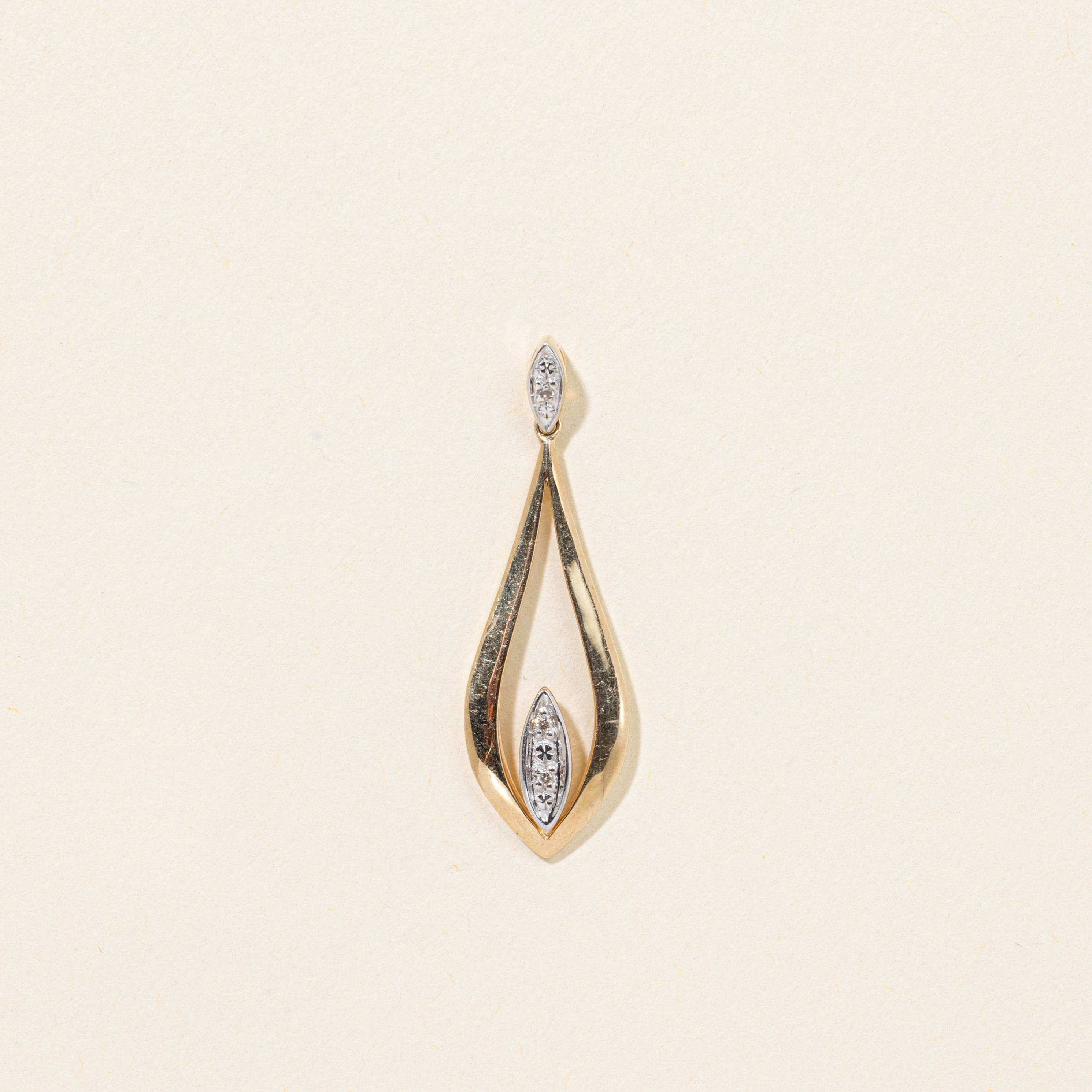 9k Diamond Open Pear Shaped Pendant