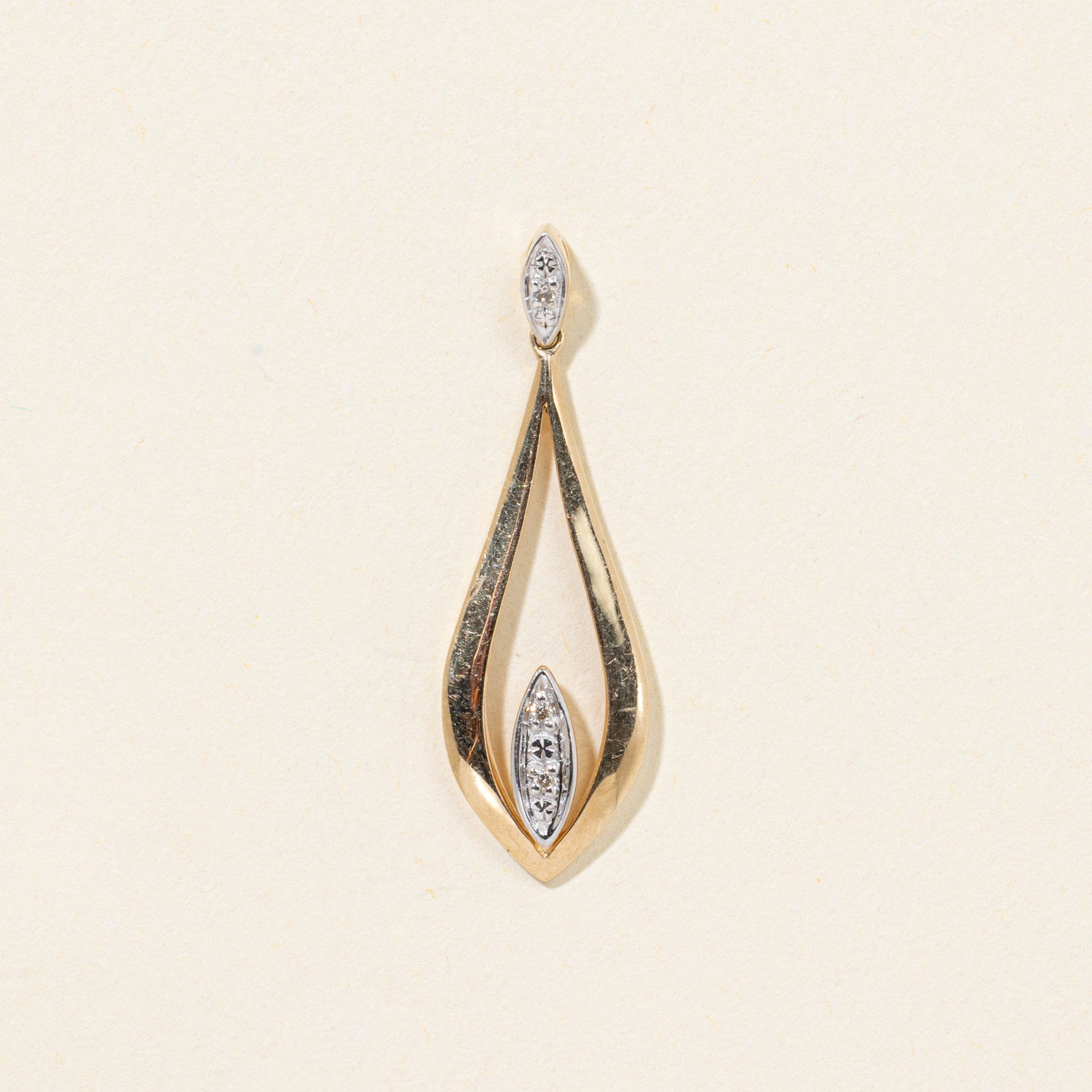 9k Diamond Open Pear Shaped Pendant