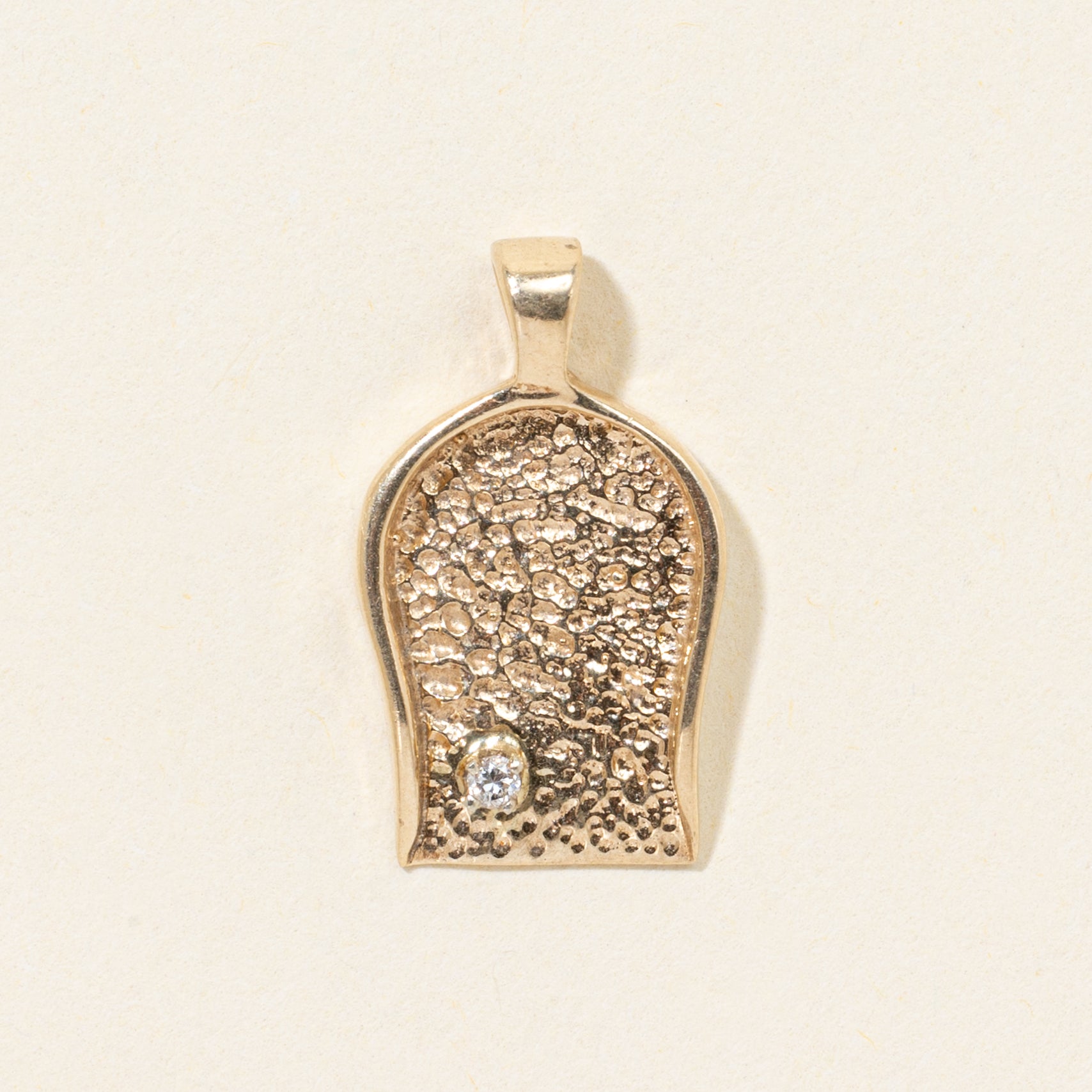 10k Diamond Textured Shovel Pendant