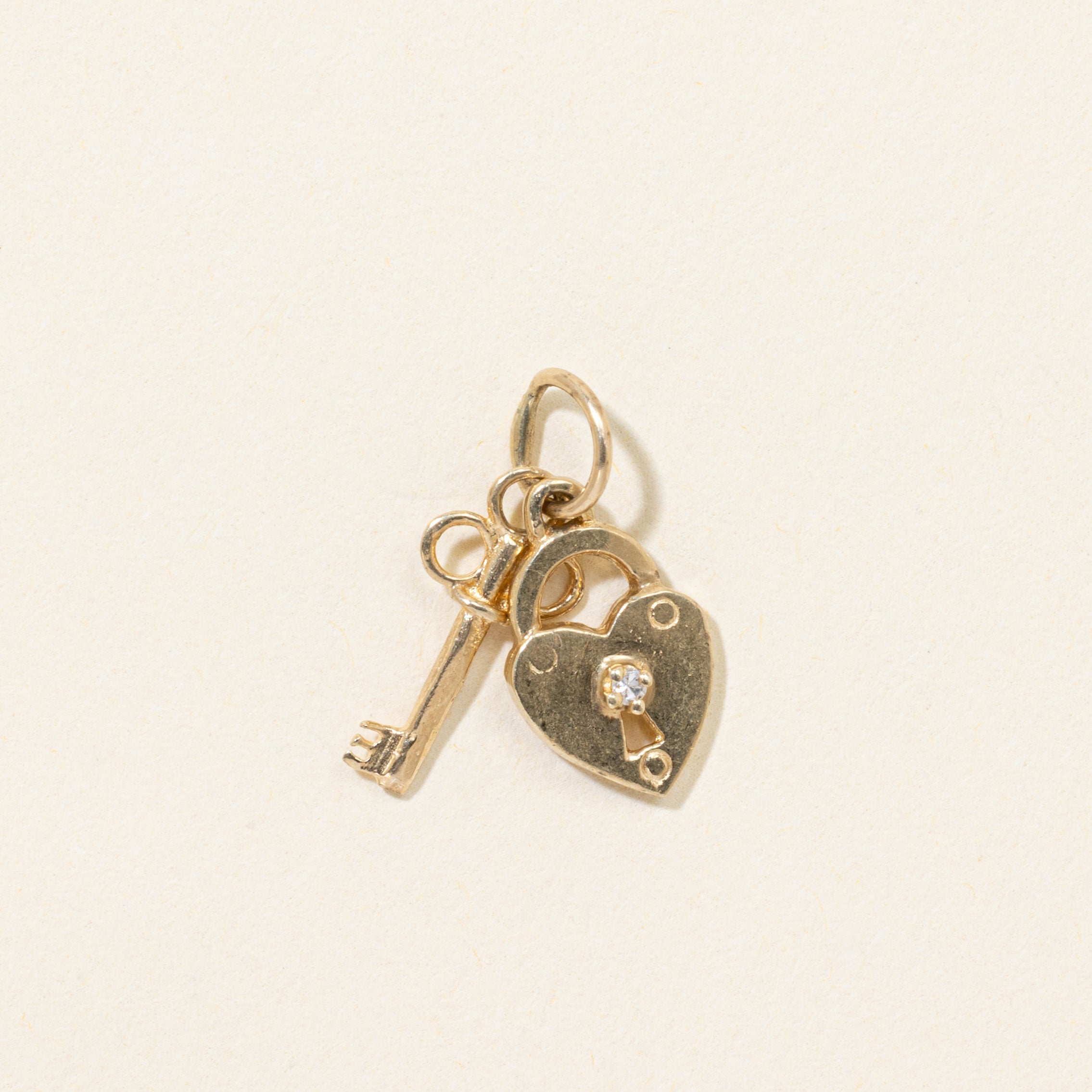 10k Diamond Key & Lock Charm