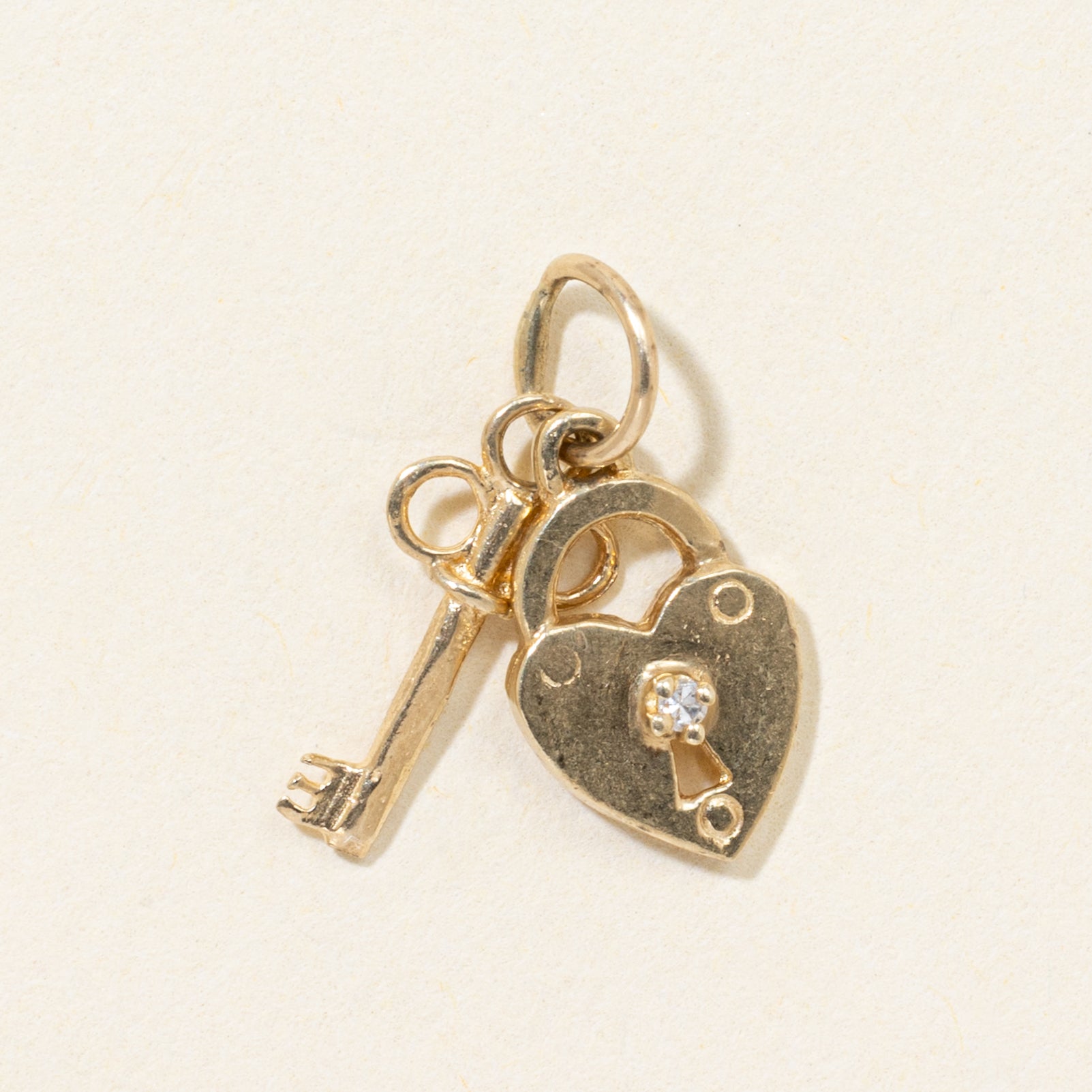 10k Diamond Key & Lock Charm