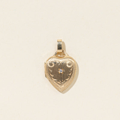 10k Diamond Engraved Heart Locket
