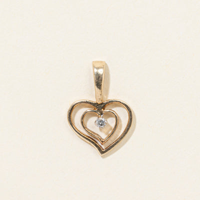 10k Diamond Open Heart Pendant