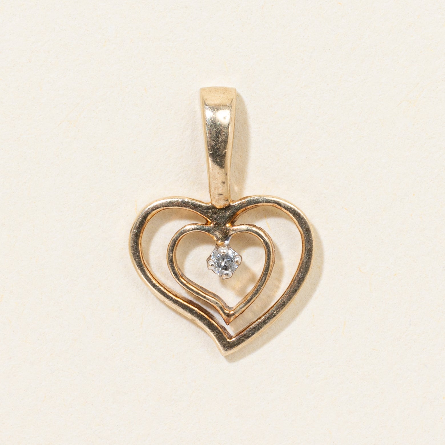 10k Diamond Open Heart Pendant