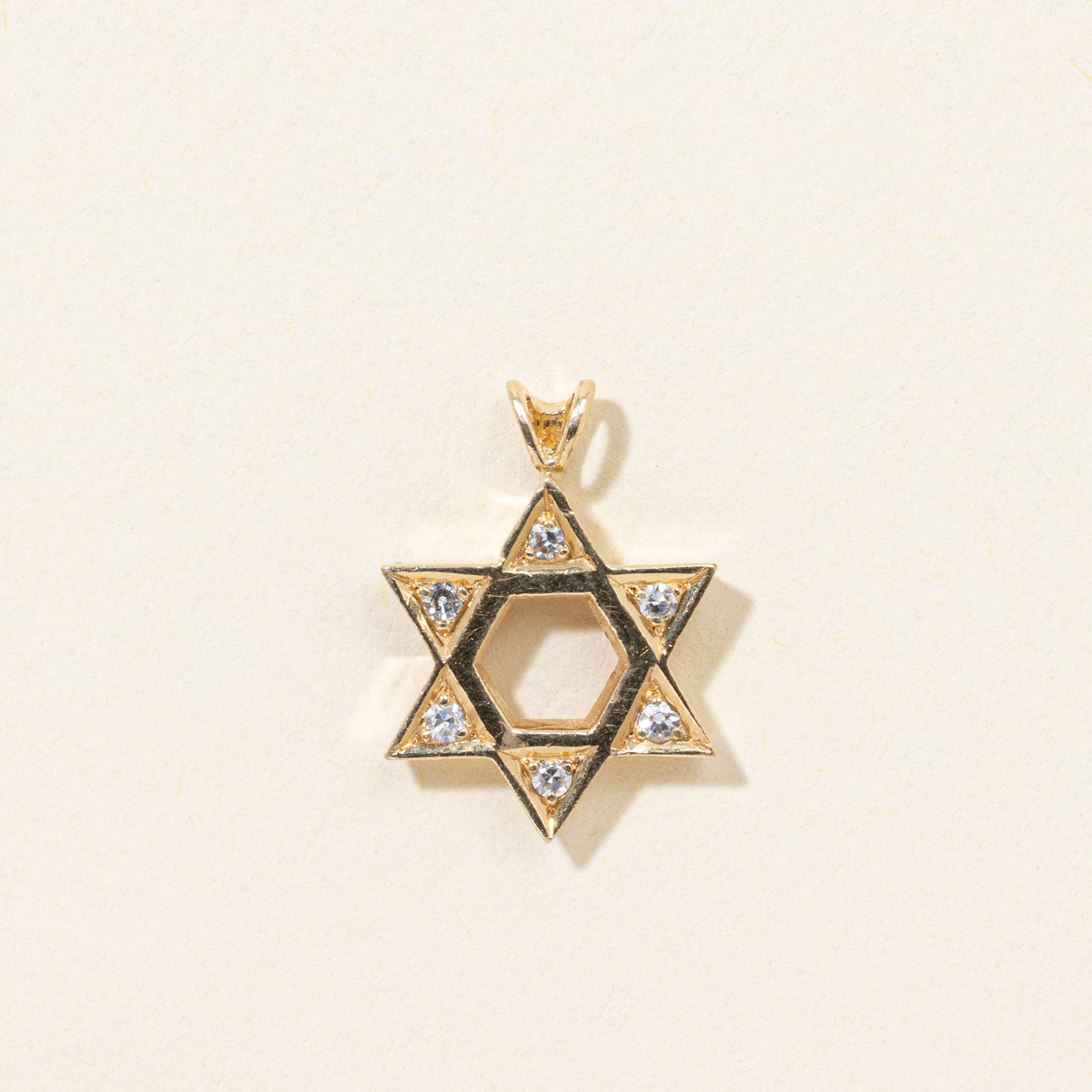 14k Diamond Star of David Pendant