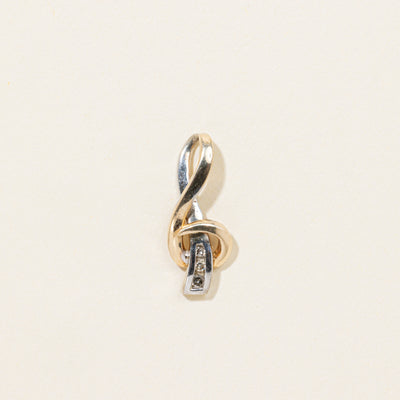 10k Two Tone Gold Diamond Swirl Pendant